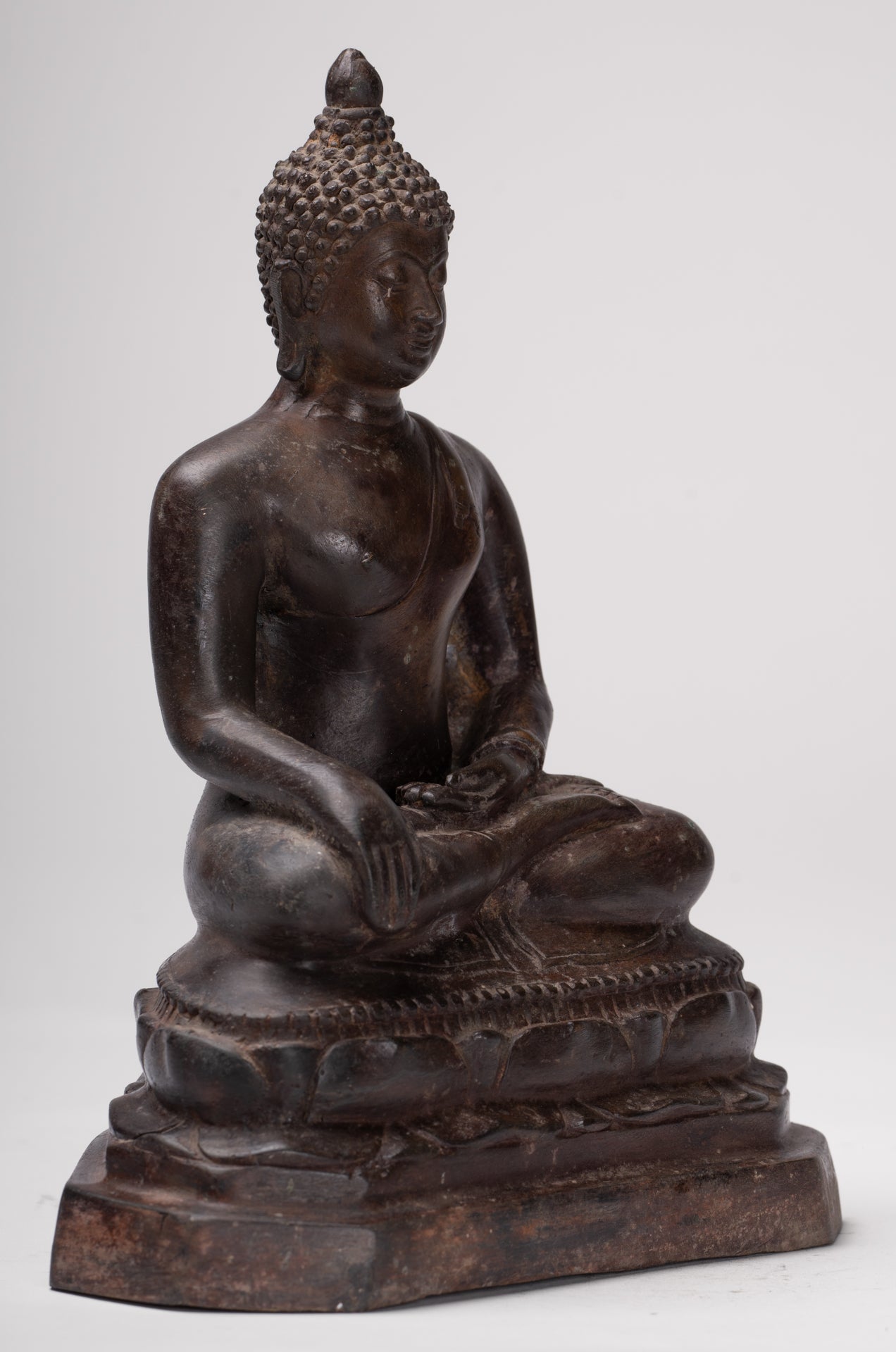 Buddha Statue - Antique Thai Style Bronze Chiang Saen Enlightenment Buddha Statue - 24cm/10"