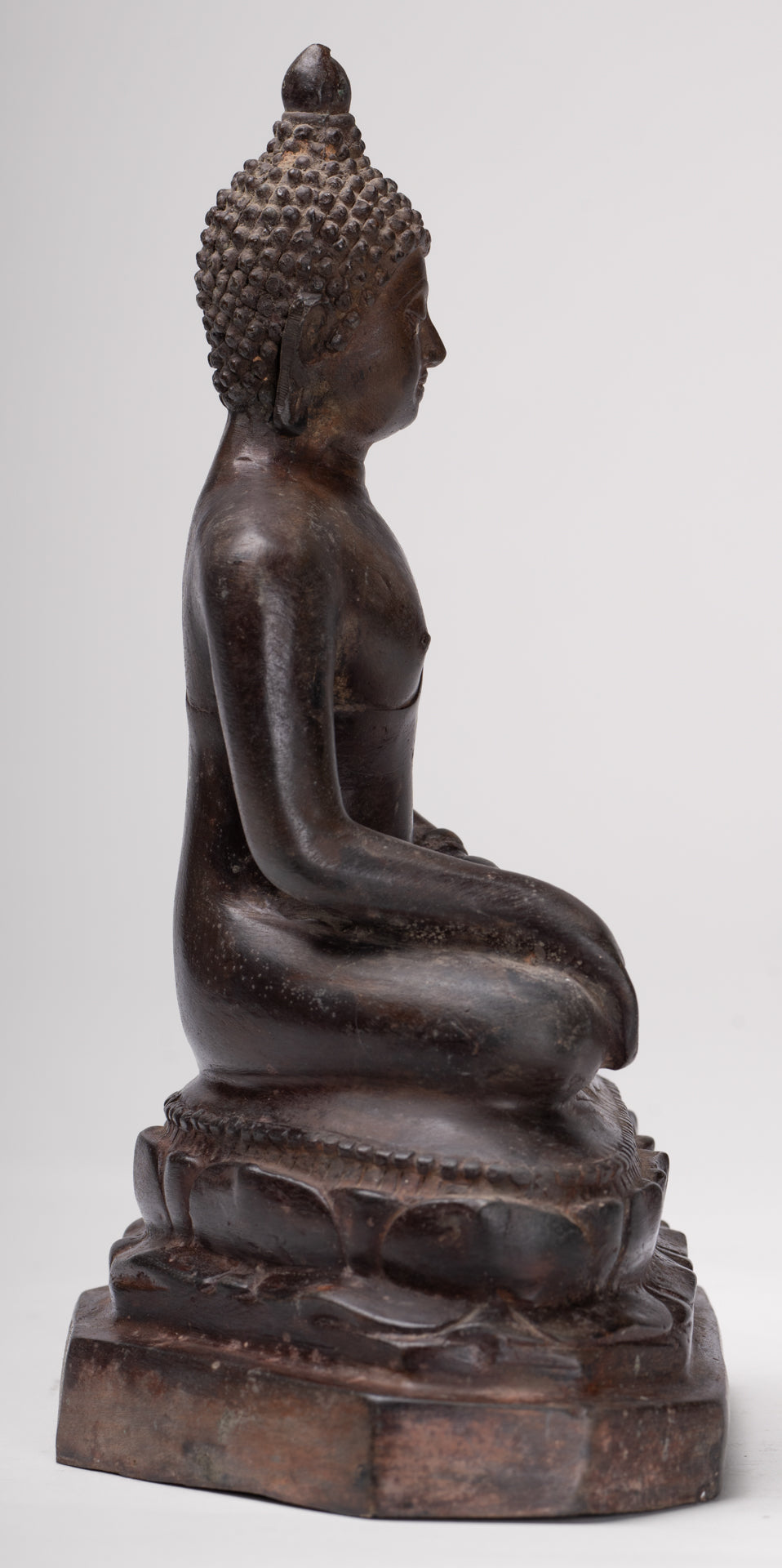 Buddha Statue - Antique Thai Style Bronze Chiang Saen Enlightenment Buddha Statue - 24cm/10"