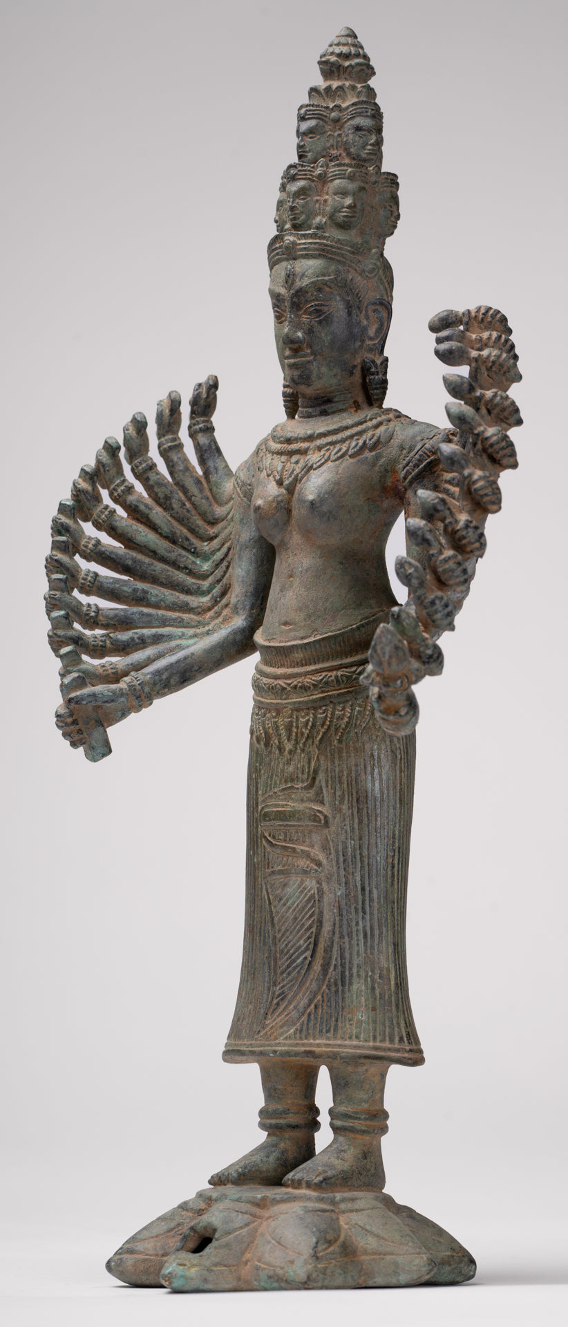 Deity Statue - Antique Khmer Style Bayon Prajnaparamita Statue / Goddess - 36cm/14"