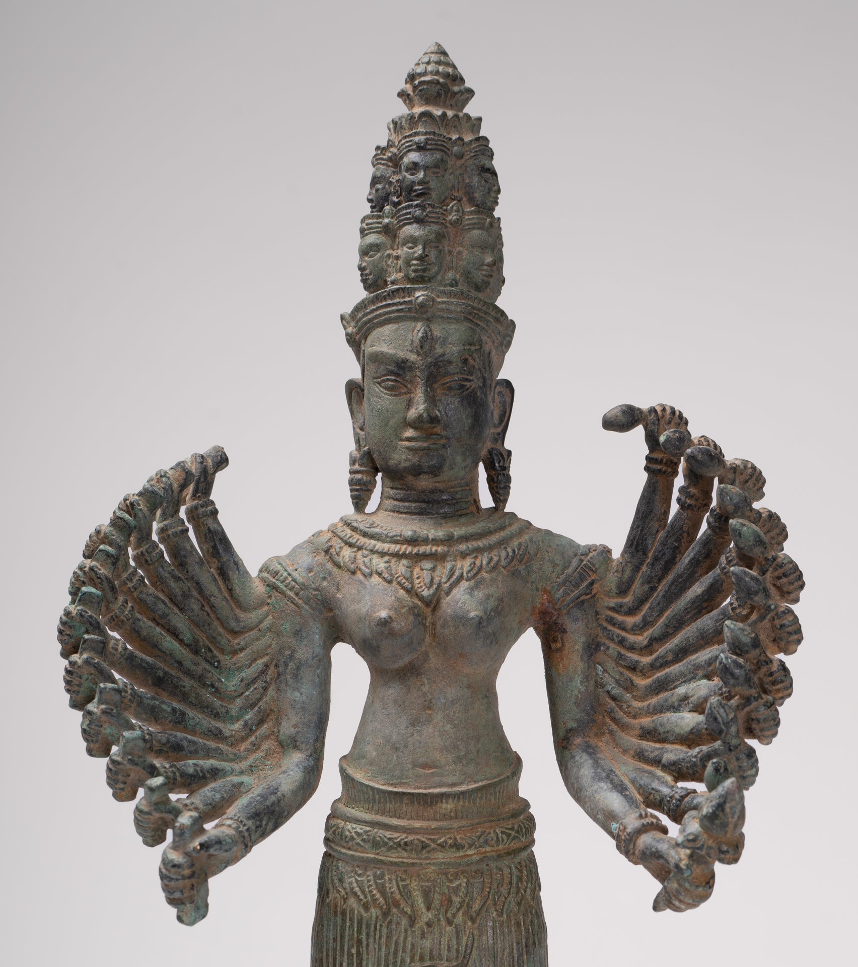 Deity Statue - Antique Khmer Style Bayon Prajnaparamita Statue / Goddess - 36cm/14"