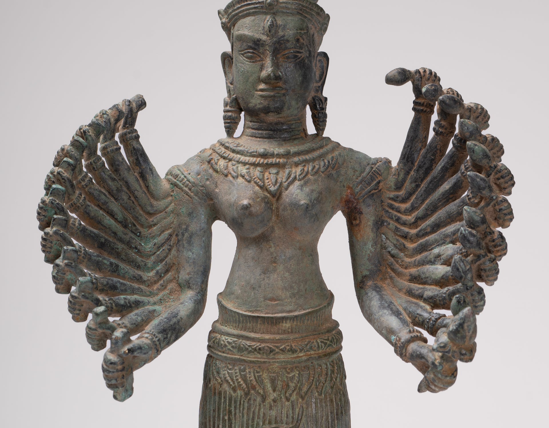 Deity Statue - Antique Khmer Style Bayon Prajnaparamita Statue / Goddess - 36cm/14"