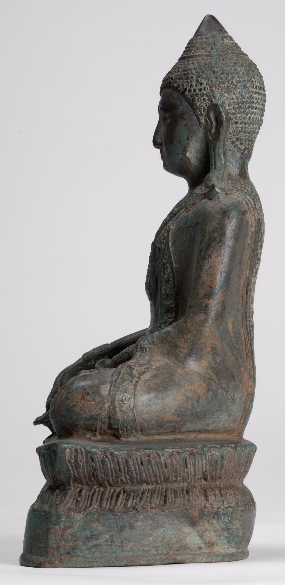 Buddha Statue - Antique Thai Style Chiang Rung Seated Buddha Statue - 23cm/9"