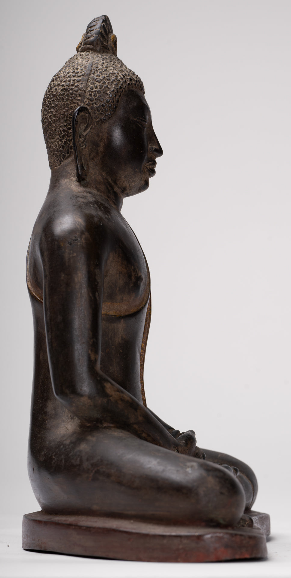 Buddha Statue - Antique Sri Lanka Style Bronze Seated Meditation Buddha Statue - 28cm/11"