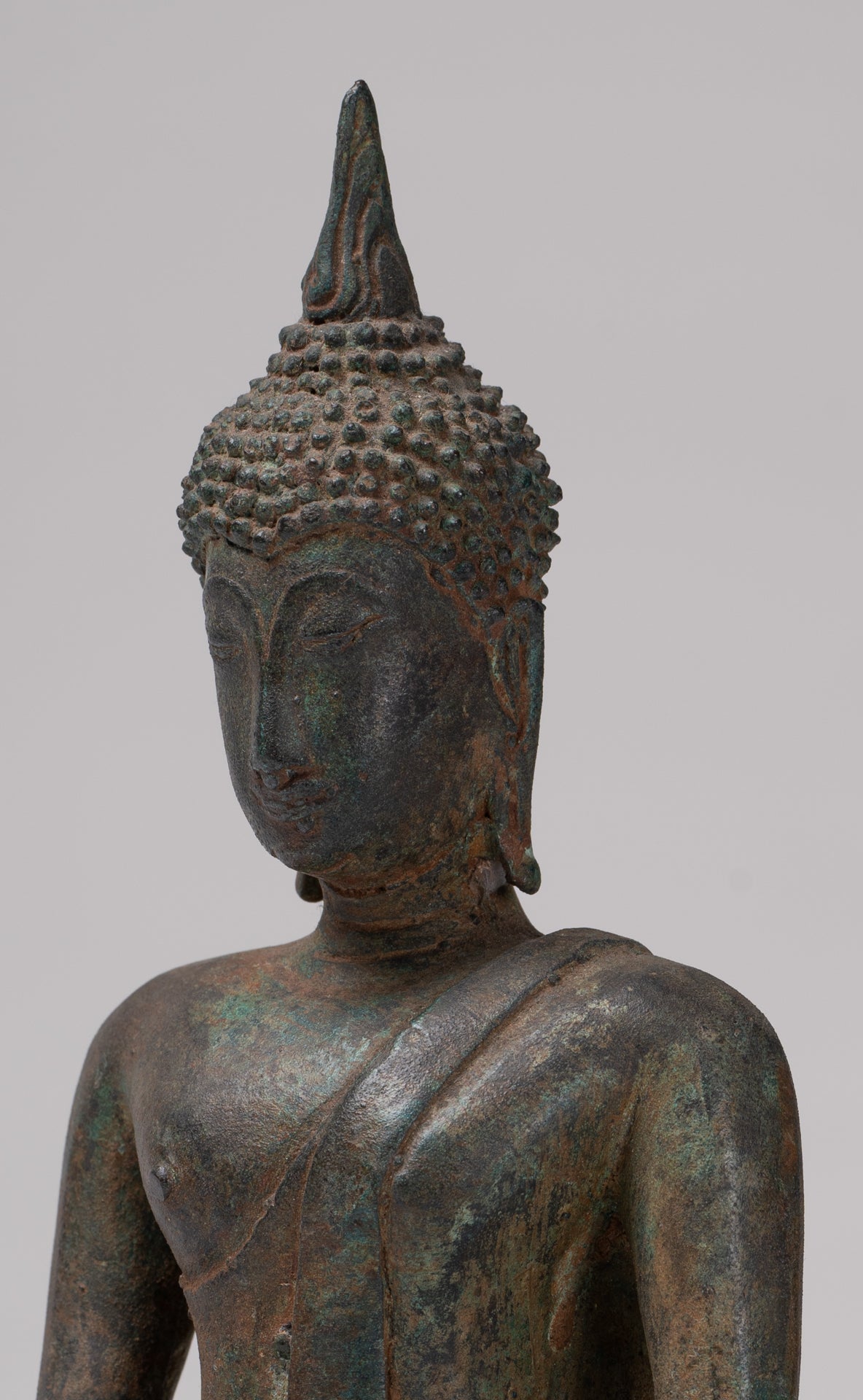 Buddha Statue - Antique Ayutthaya Style Seated Enlightenment Buddha Statue - 23cm/9"