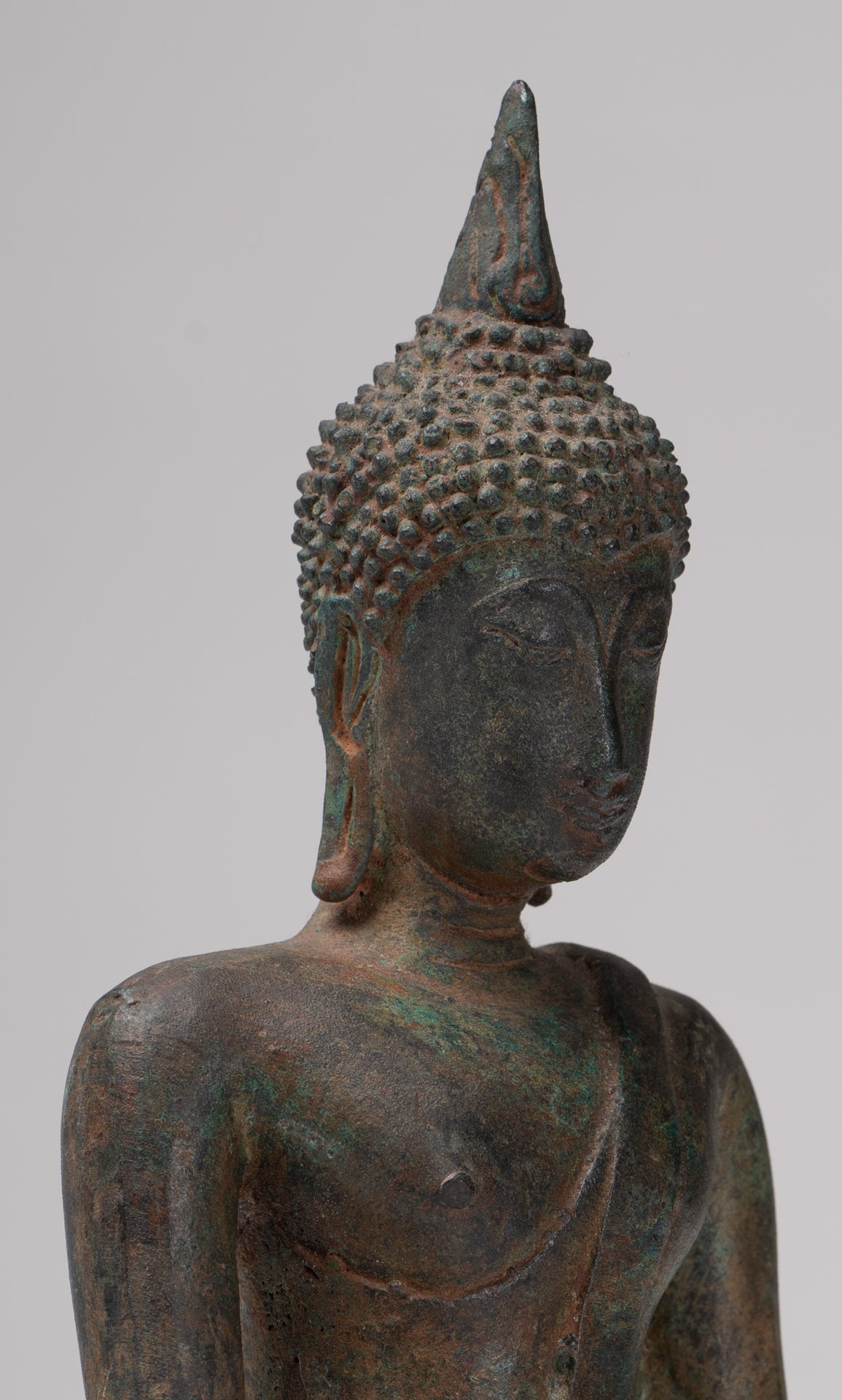 Buddha Statue - Antique Ayutthaya Style Seated Enlightenment Buddha Statue - 23cm/9"