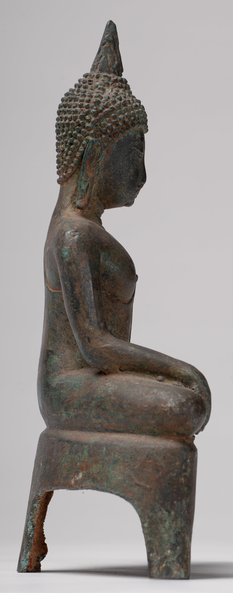 Buddha Statue - Antique Ayutthaya Style Seated Enlightenment Buddha Statue - 23cm/9"