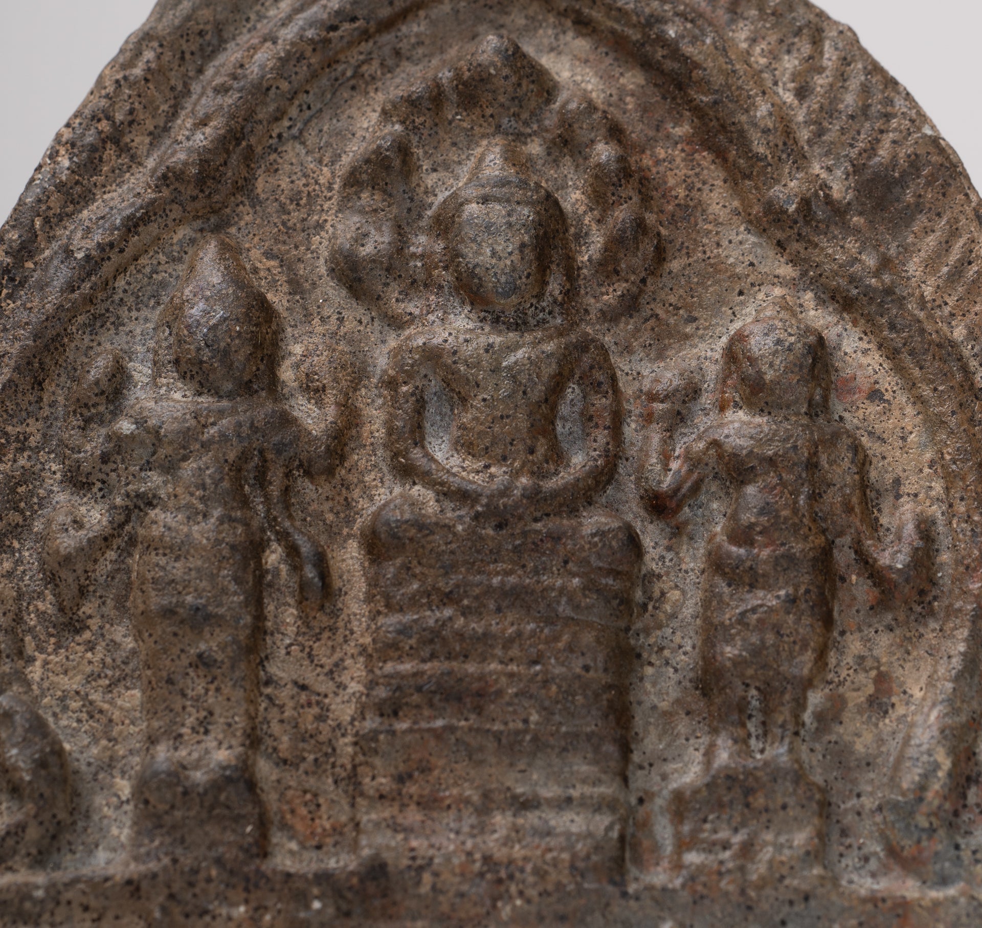 Votive Panel - Antique Khmer Style Bronze Naga Buddha Votive Panel - 10.5cm/4"