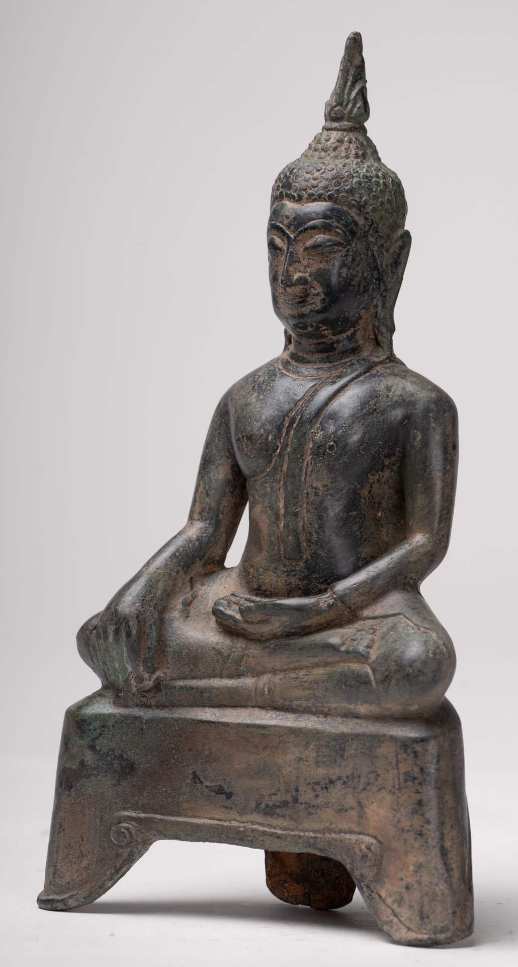 Buddha Statue - Antique U Thong Style Bronze Enlightenment Buddha Statue - 24cm/10"