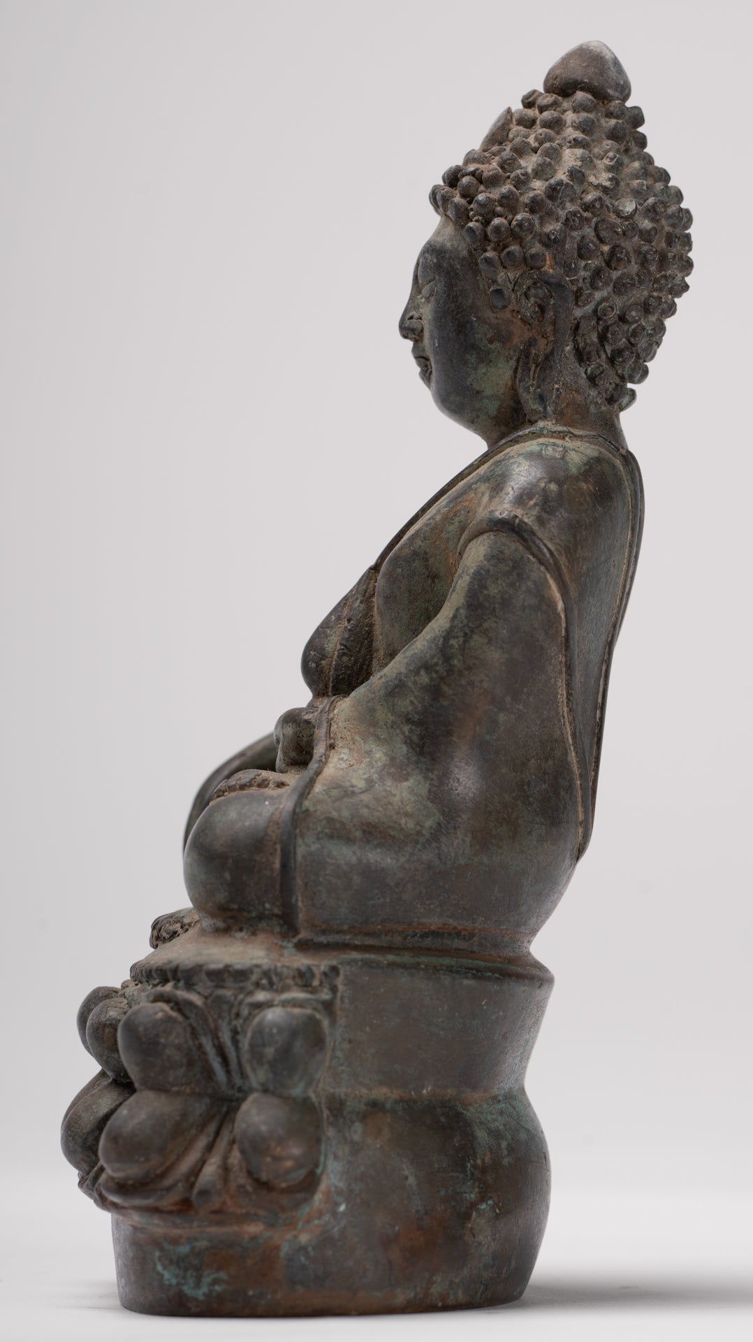 Buddha Statue - Antique Chinese Style Seated Bronze Enlightenment Buddha - 16cm/6"