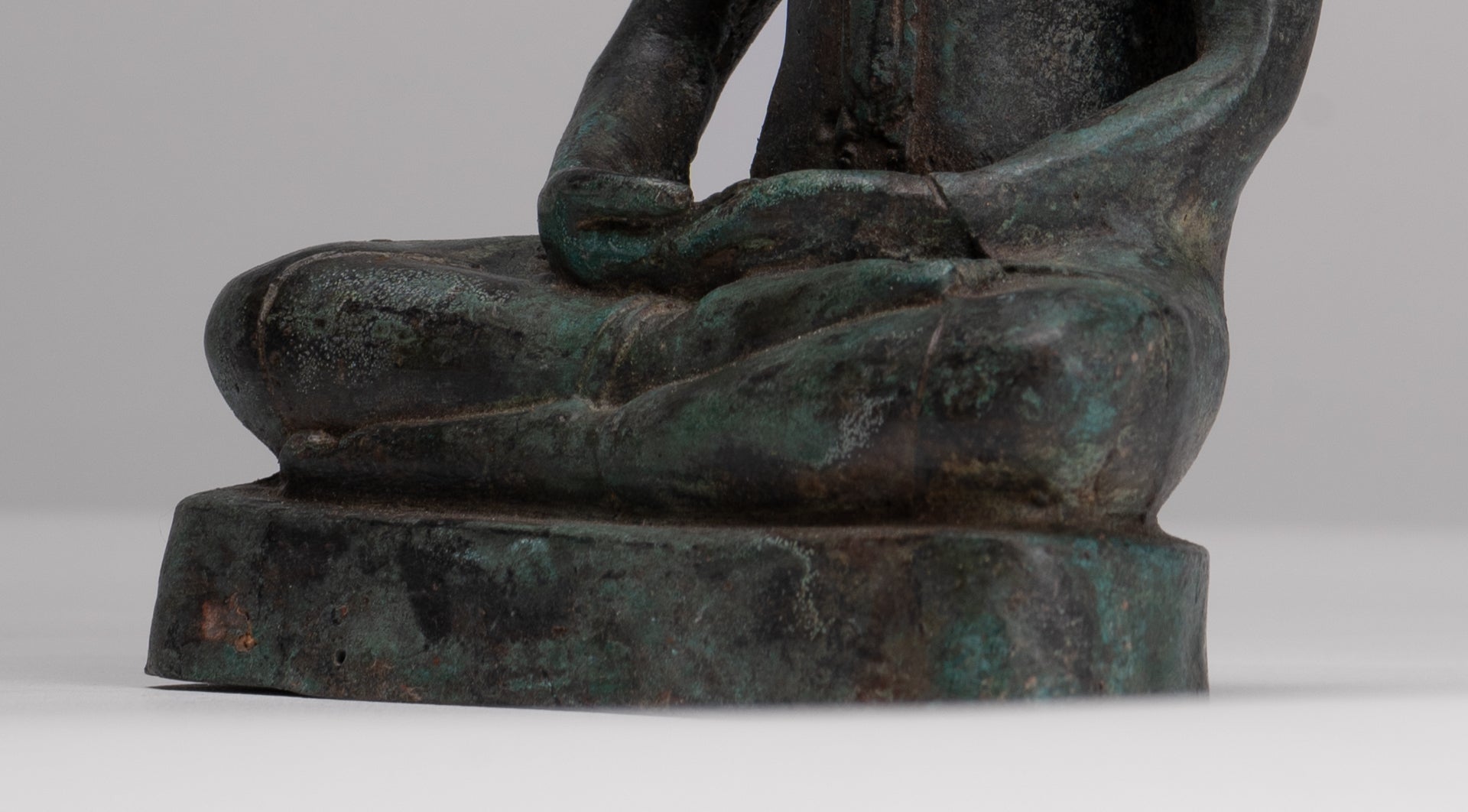 Buddha Sculpture - Antique Thai Style Bronze Seated Chiang Saen Meditation Buddha Statue - 15cm/6"