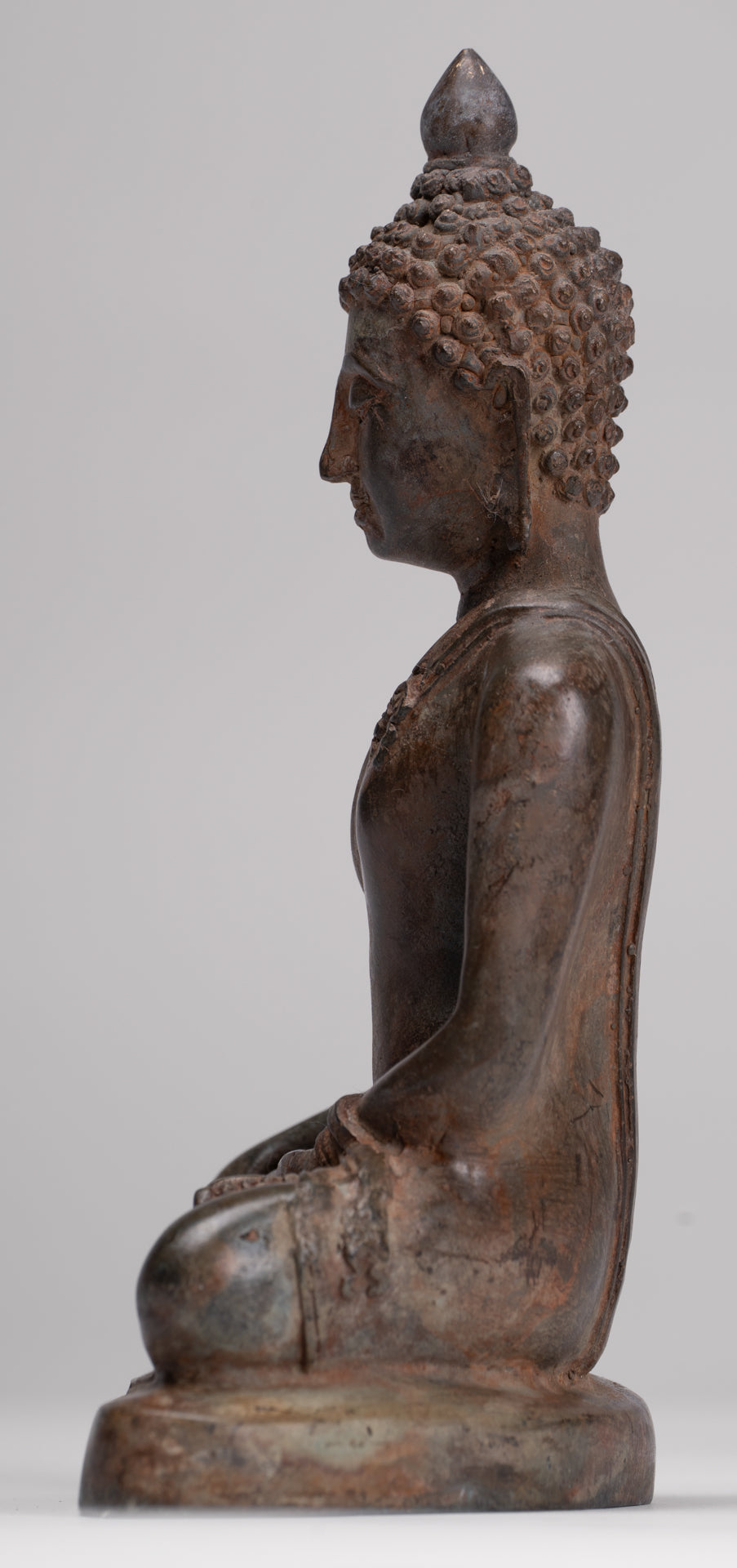 Buddha Statue - Antique Thai Style Bronze Chiang Saen Enlightenment Buddha Statue - 18cm/7"