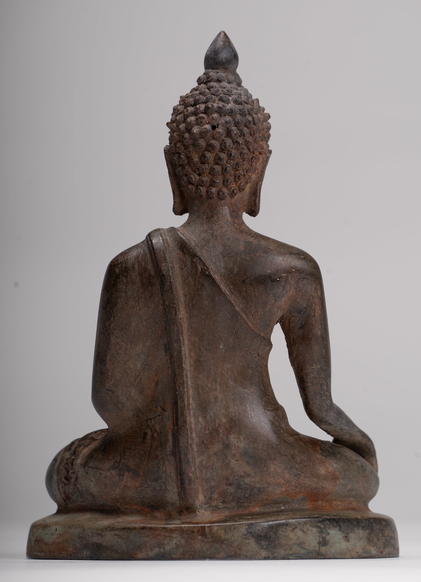 Buddha Statue - Antique Thai Style Bronze Chiang Saen Enlightenment Buddha Statue - 18cm/7"