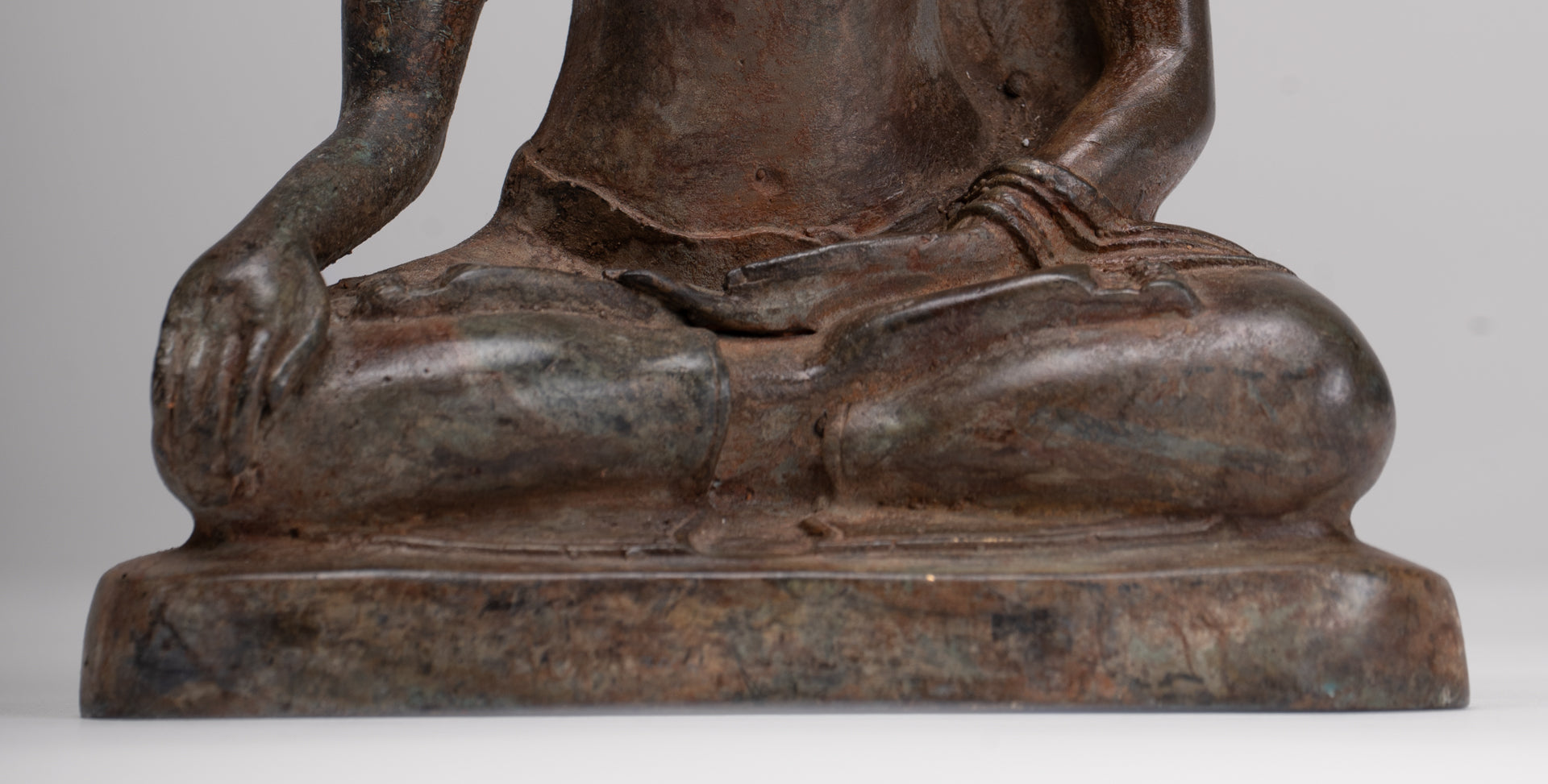 Buddha Statue - Antique Thai Style Bronze Chiang Saen Enlightenment Buddha Statue - 18cm/7"