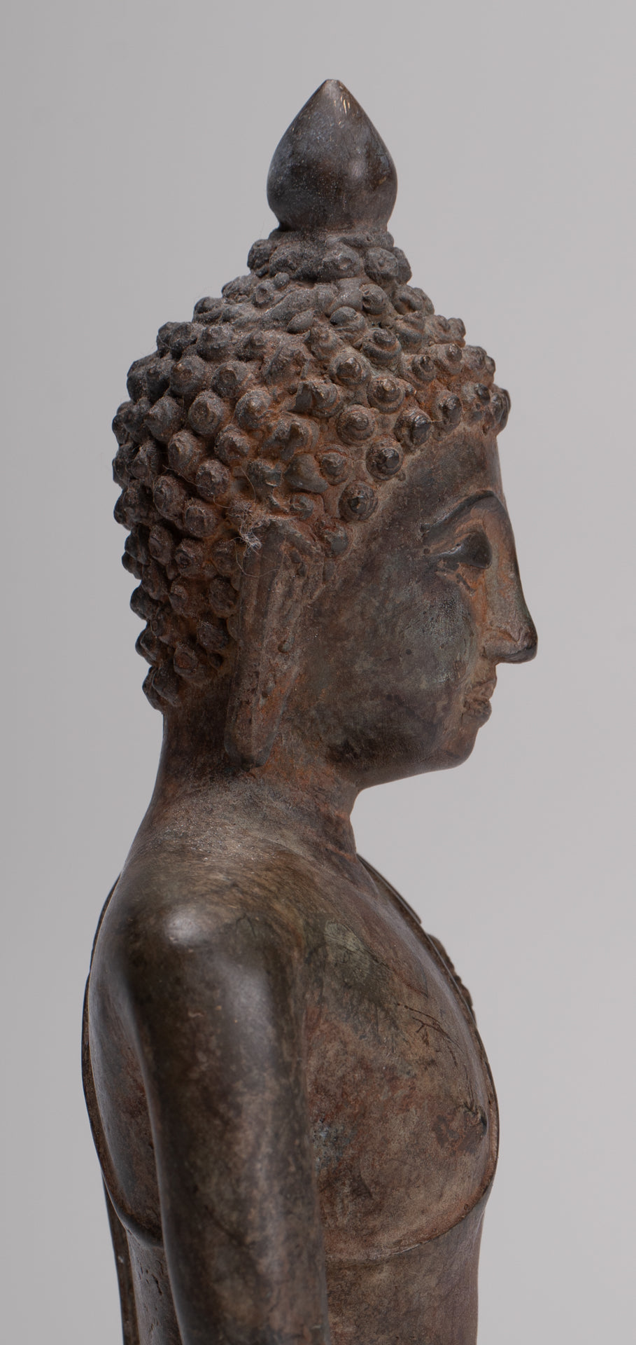 Buddha Statue - Antique Thai Style Bronze Chiang Saen Enlightenment Buddha Statue - 18cm/7"