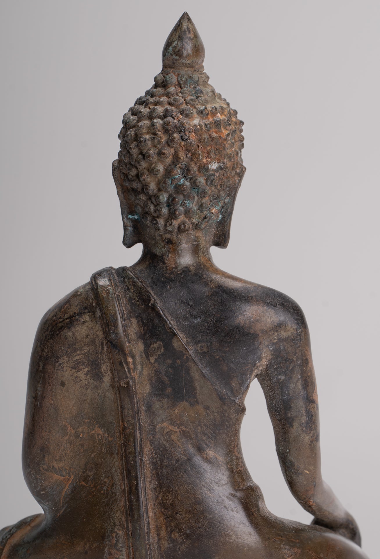 Buddha Statue - Antique Thai Style Bronze Chiang Saen Enlightenment Buddha Statue - 18cm/7"