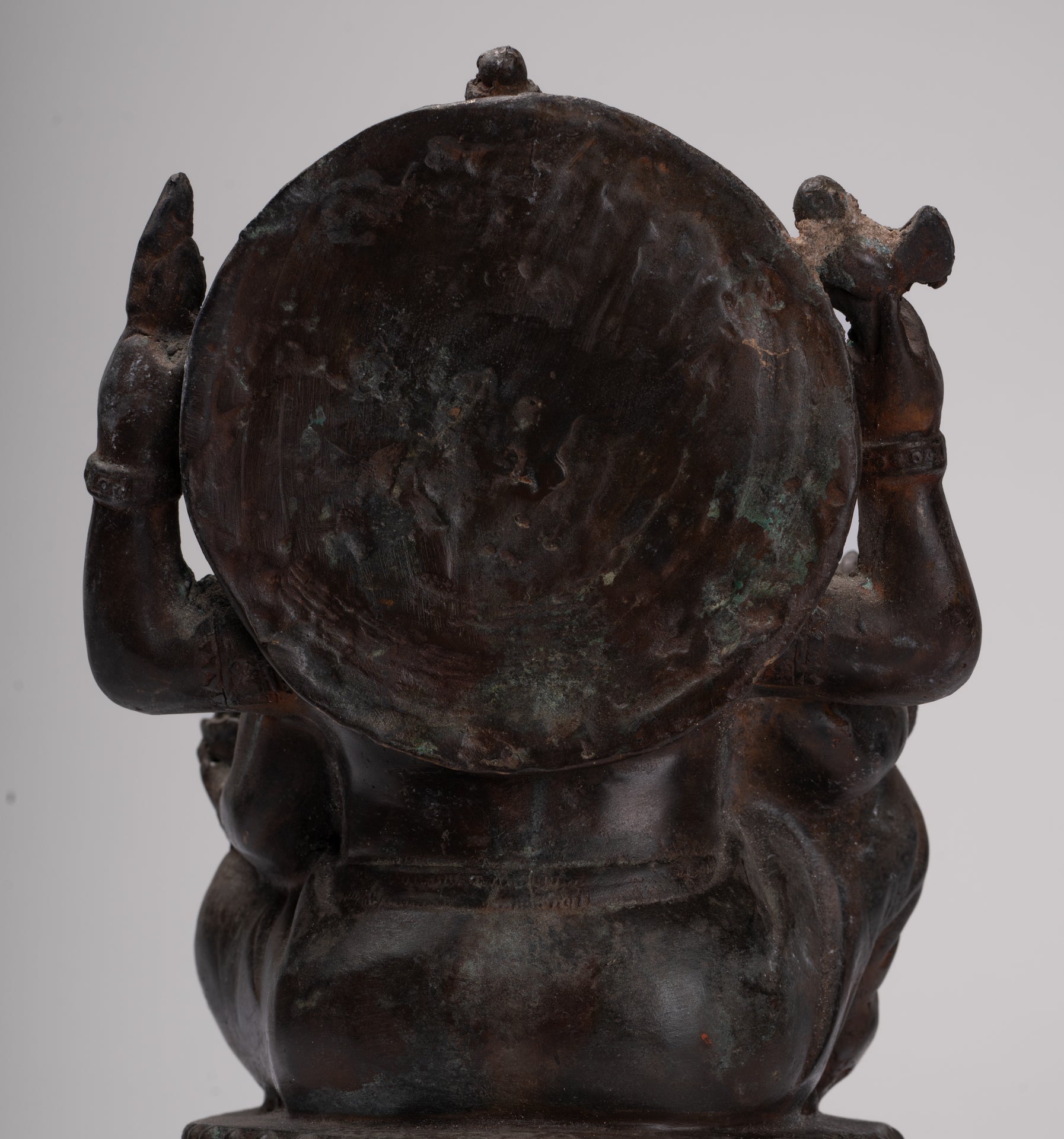 Ganesh - Antique Thai Style Bronze Seated Ganesha - 22cm/9"