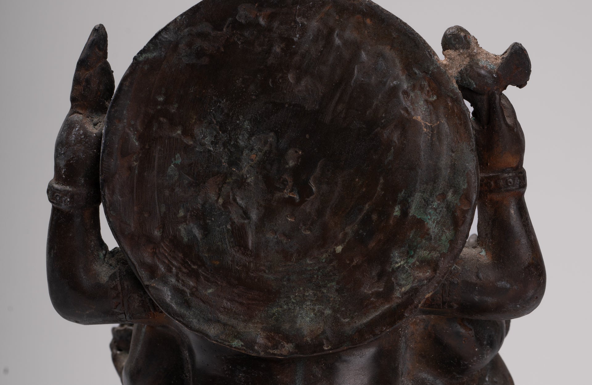 Ganesh - Antique Thai Style Bronze Seated Ganesha - 22cm/9"