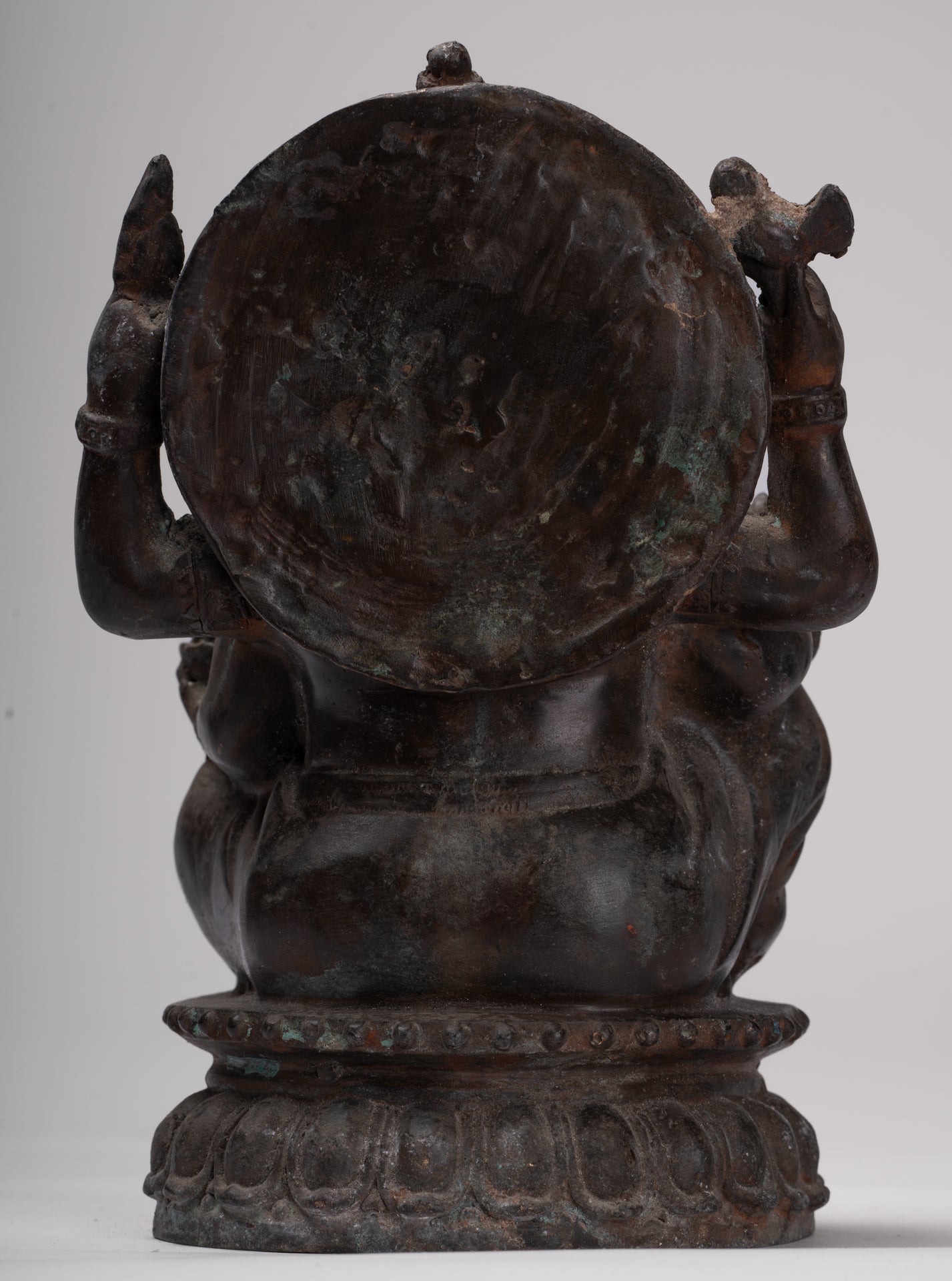 Ganesh - Antique Thai Style Bronze Seated Ganesha - 22cm/9"