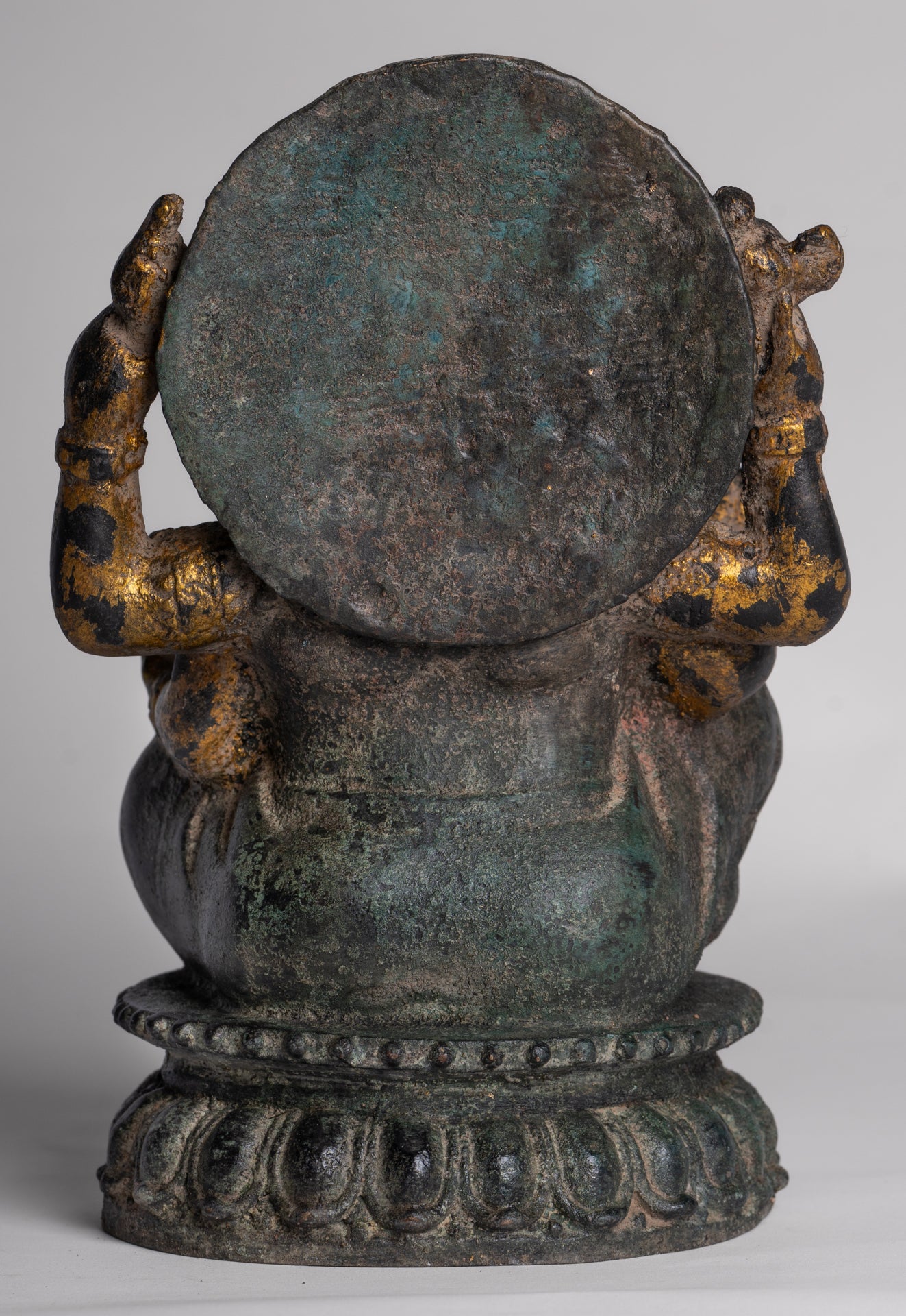 Ganesh - Antique Thai Style Bronze Seated Ganesha - 23cm/9"