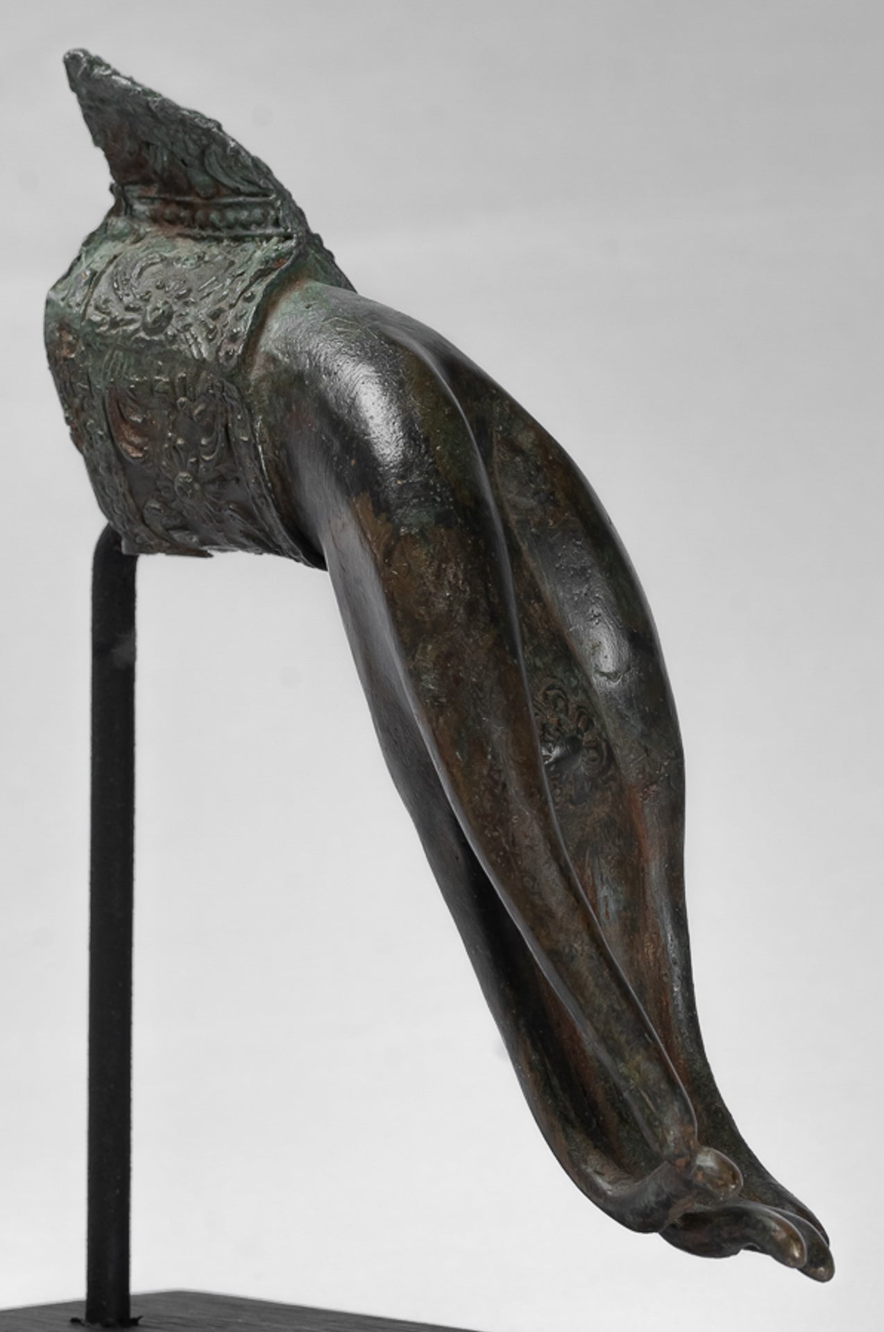 Mounted Antique Thai Style Southeast Asia Bronze Thai Teaching Hand - 25cm/10"