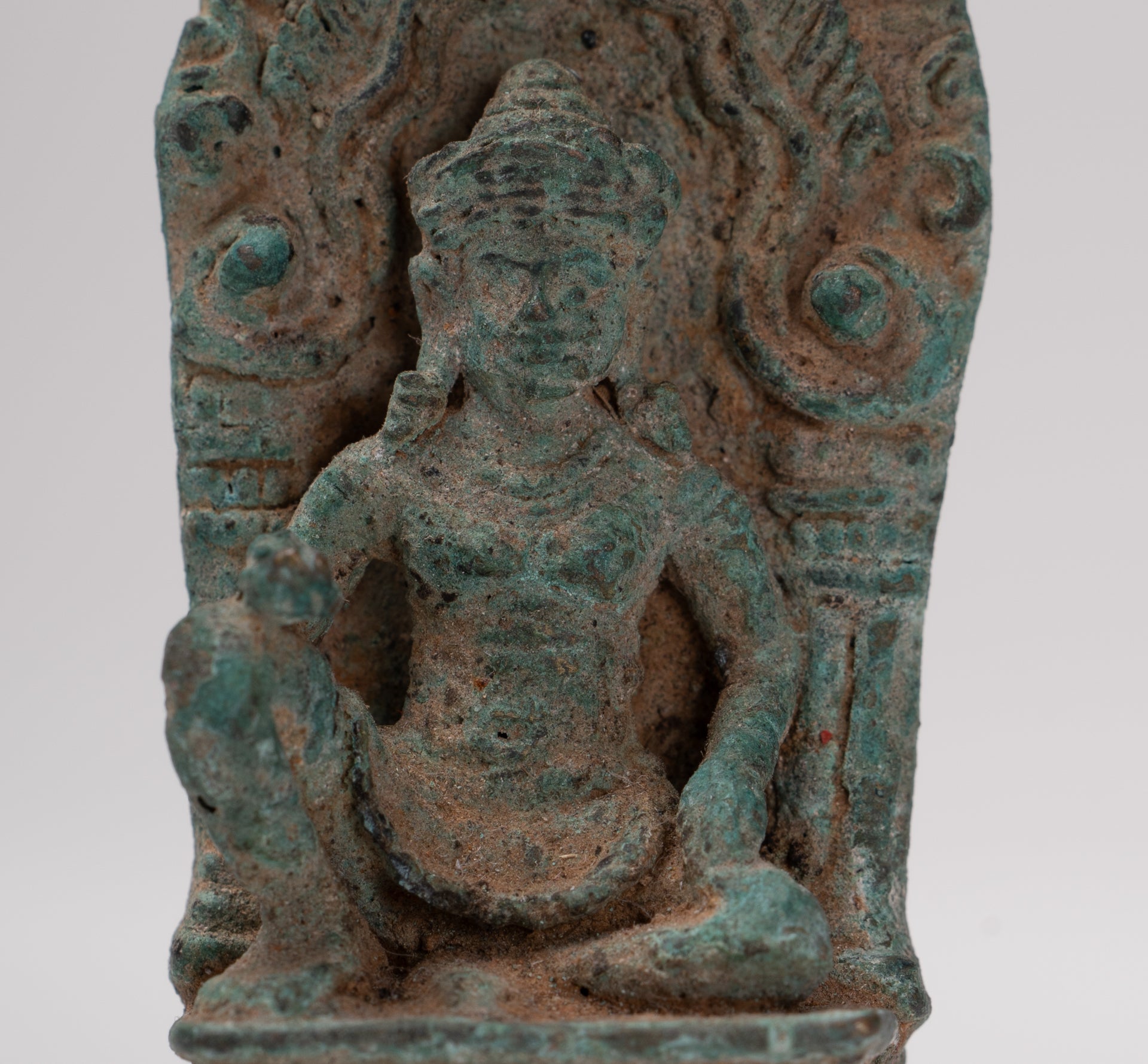 Vishnu Statue - Antique Baphuon Style Stone Seated Khmer Vishnu Statue - 7.5cm / 3"