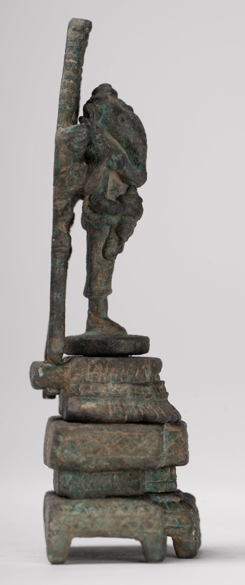 Ganesha Statue - Antique Thai Style Enthroned Bronze Standing Ganesha Statue - 11.5cm/5"