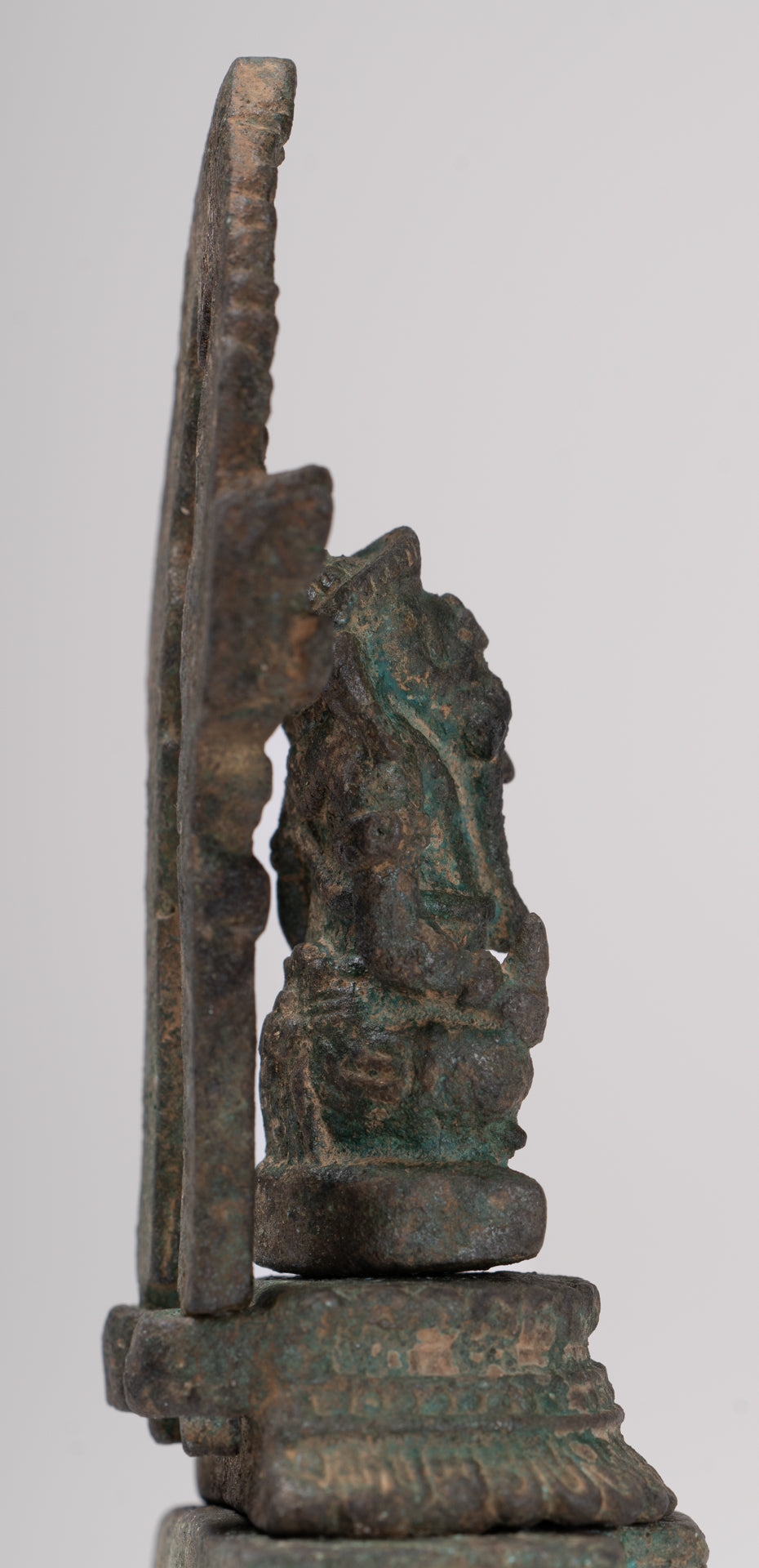 Ganesha Statue - Antique Thai Style Enthroned Bronze Seated Ganesha Statue - 11.5cm/5"