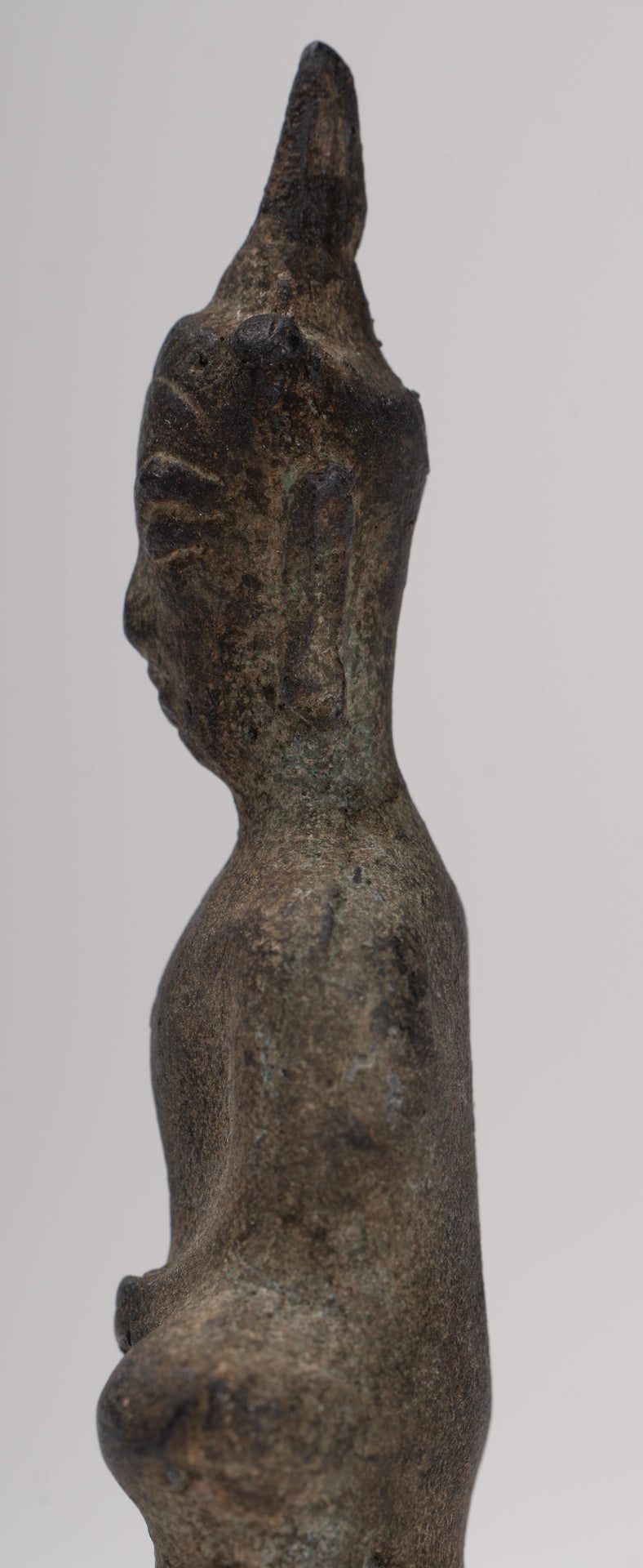 Antique Thai Style Seated Bronze Ayutthaya Meditation Buddha Statue - 9cm/4"