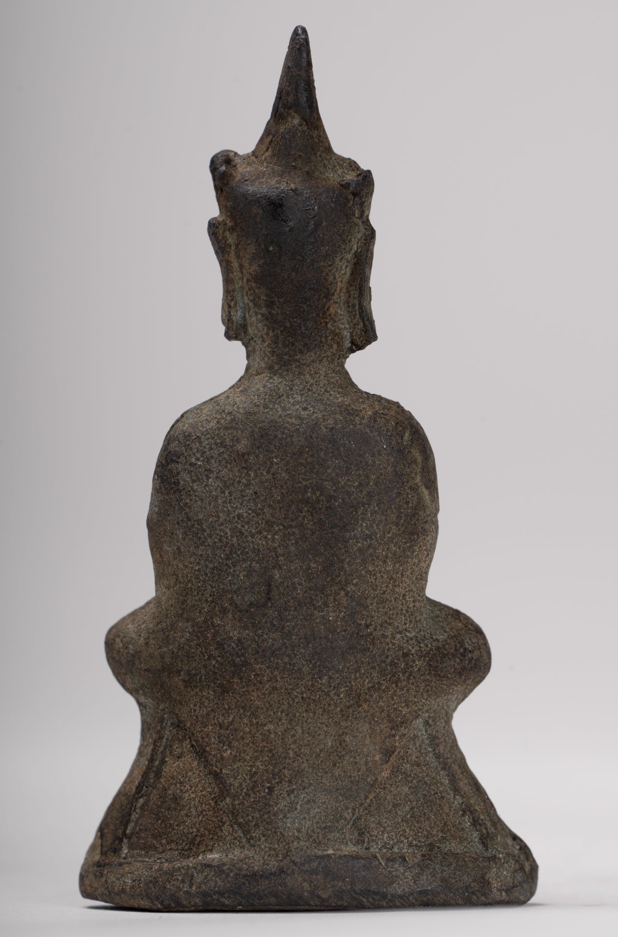 Antique Thai Style Seated Bronze Ayutthaya Meditation Buddha Statue - 9cm/4"