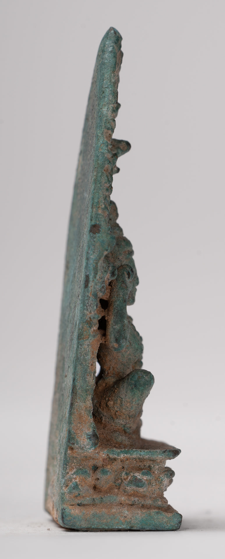 Vishnu Statue - Antique Khmer Style Bronze Seated 'Hear No Evil' Statue - 7.5cm / 3"