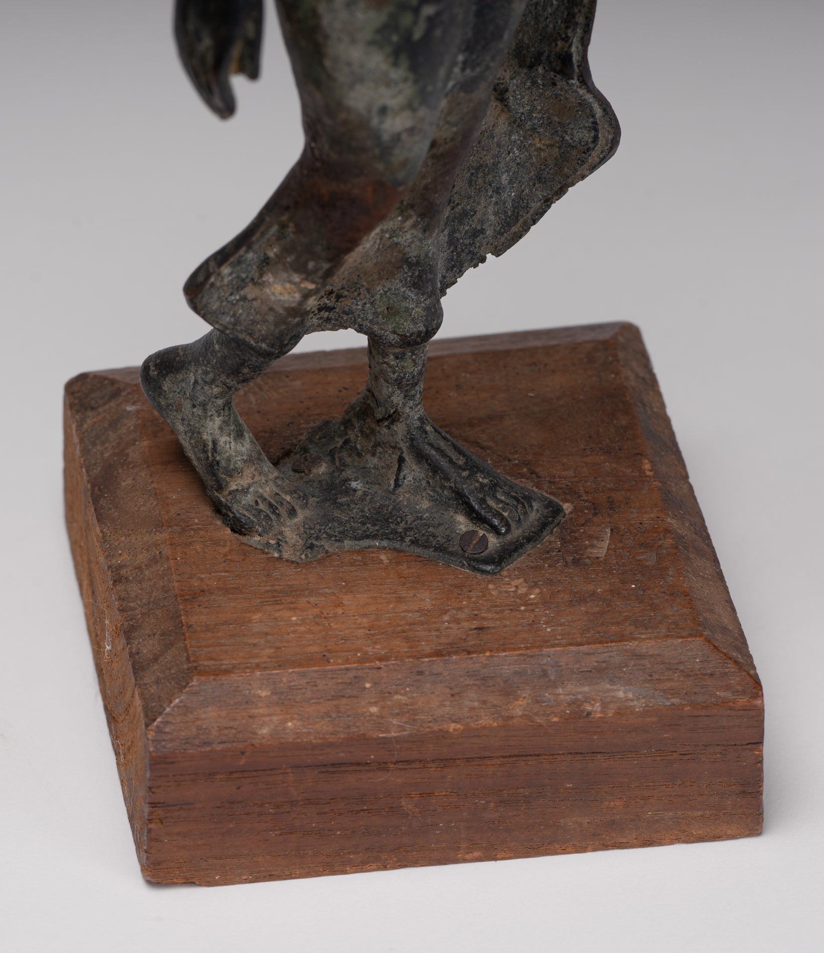 Antique Sukhothai Style Standing Bronze Protection Walking Buddha Statue - 31cm/12"