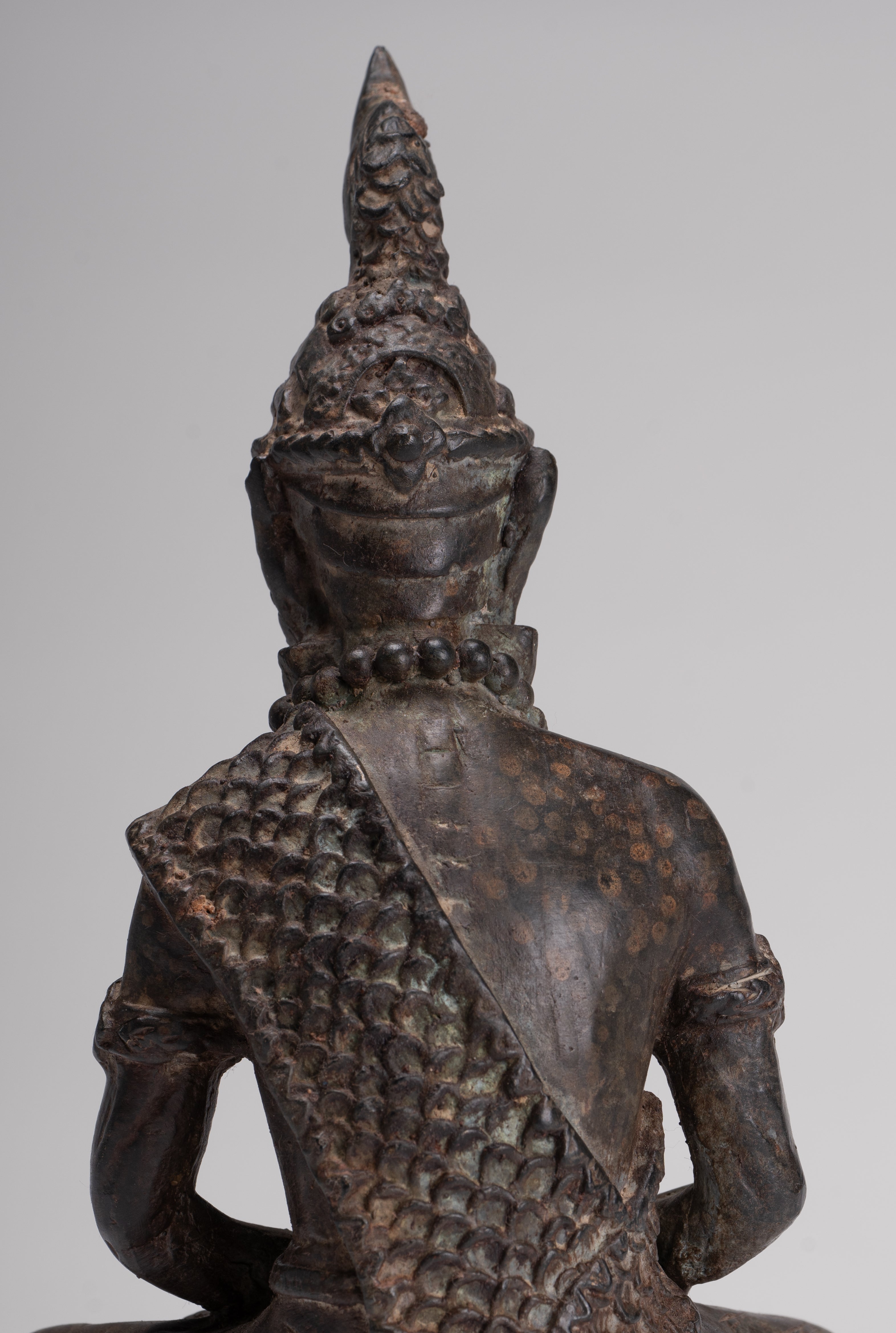 Rishi Statue - Antique Thai Style Seated Bronze Rishi or Wise Man - 25cm/10"