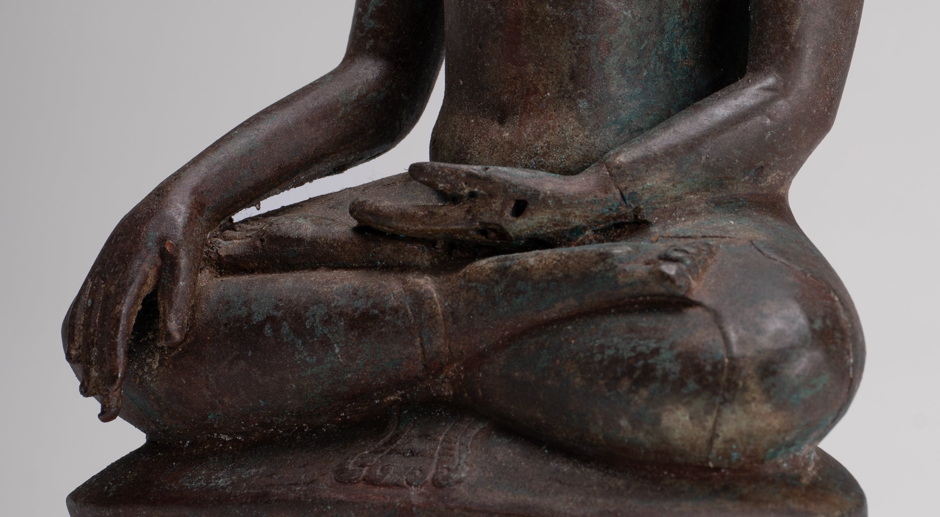 Buddha Statue - Antique Thai Style Bronze Chiang Saen Enlightenment Buddha Statue - 30cm/12"