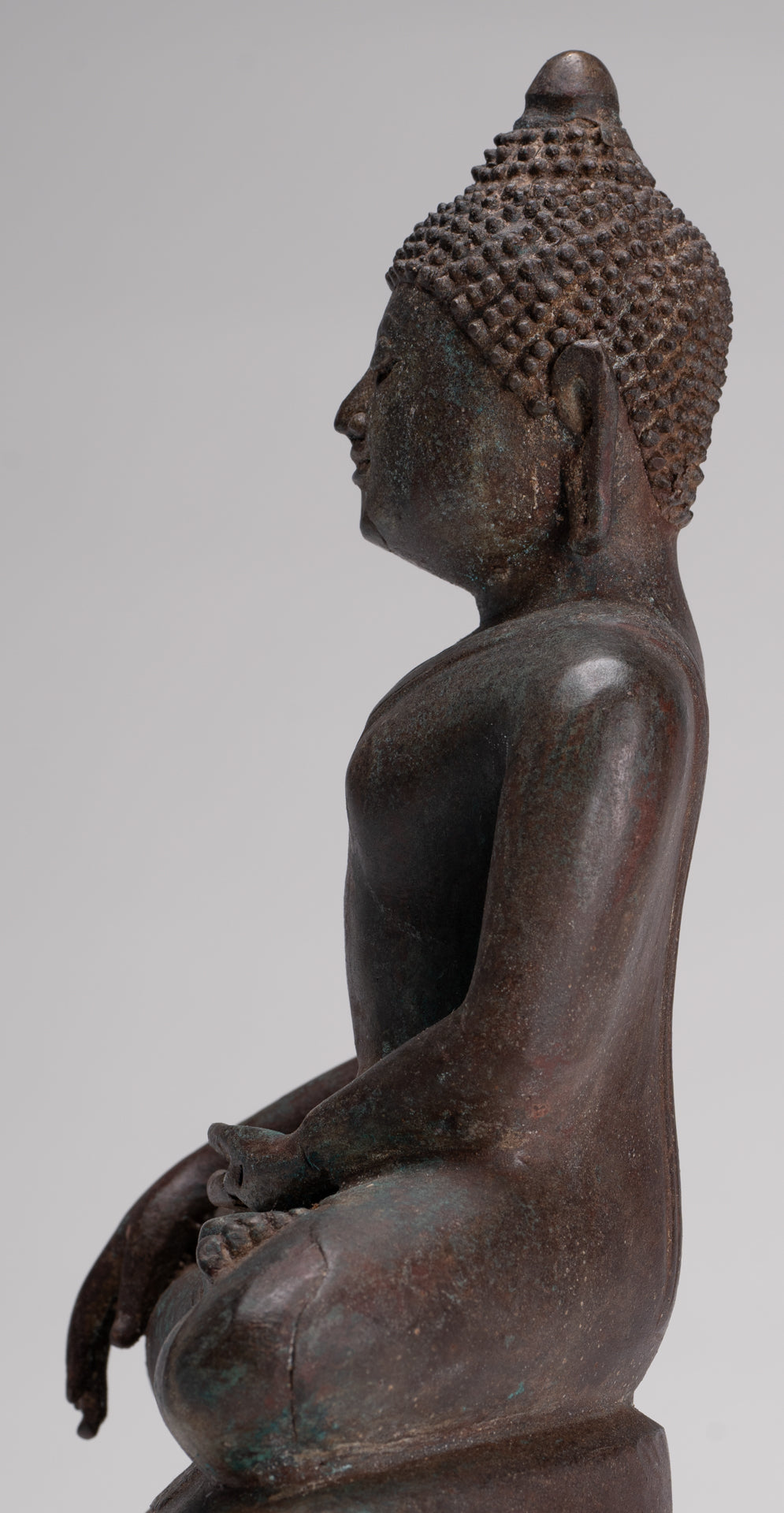 Buddha Statue - Antique Thai Style Bronze Chiang Saen Enlightenment Buddha Statue - 30cm/12"