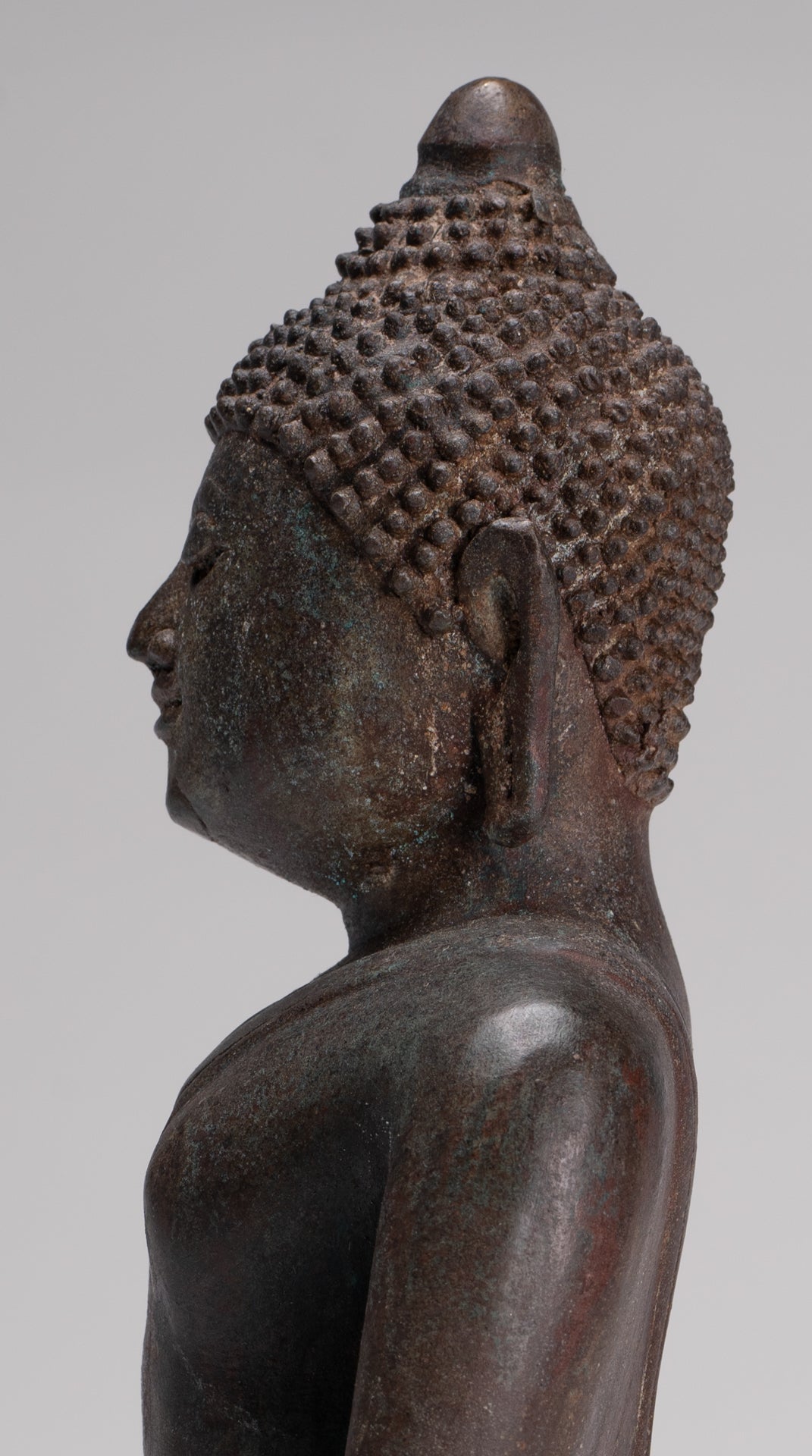 Buddha Statue - Antique Thai Style Bronze Chiang Saen Enlightenment Buddha Statue - 30cm/12"