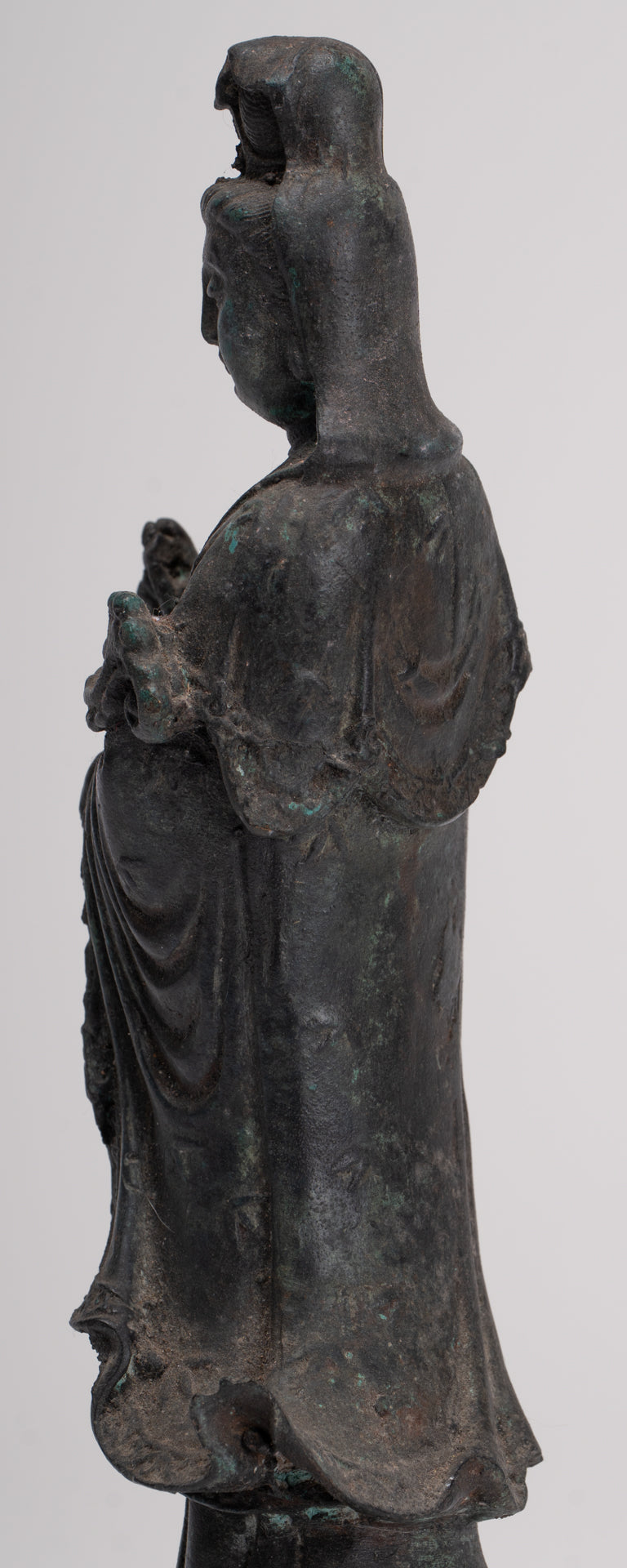 Antique Chinese Style Bronze Bodhisattvas Kwan Yin or Guanyin Statue - 26cm/10"