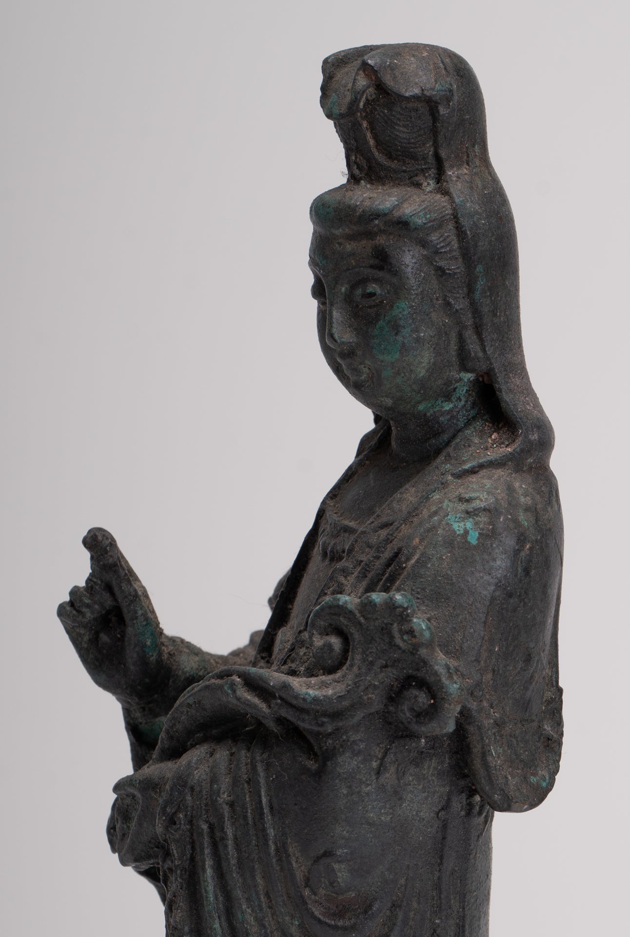 Antique Chinese Style Bronze Bodhisattvas Kwan Yin or Guanyin Statue - 26cm/10"