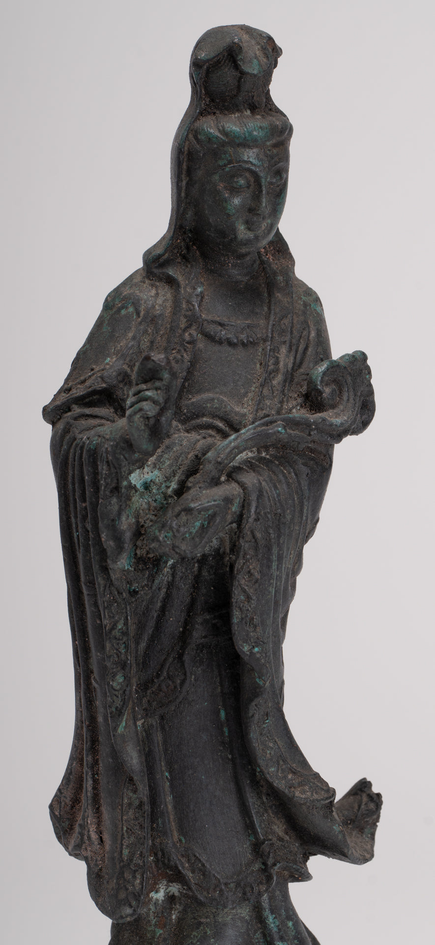 Antique Chinese Style Bronze Bodhisattvas Kwan Yin or Guanyin Statue - 26cm/10"