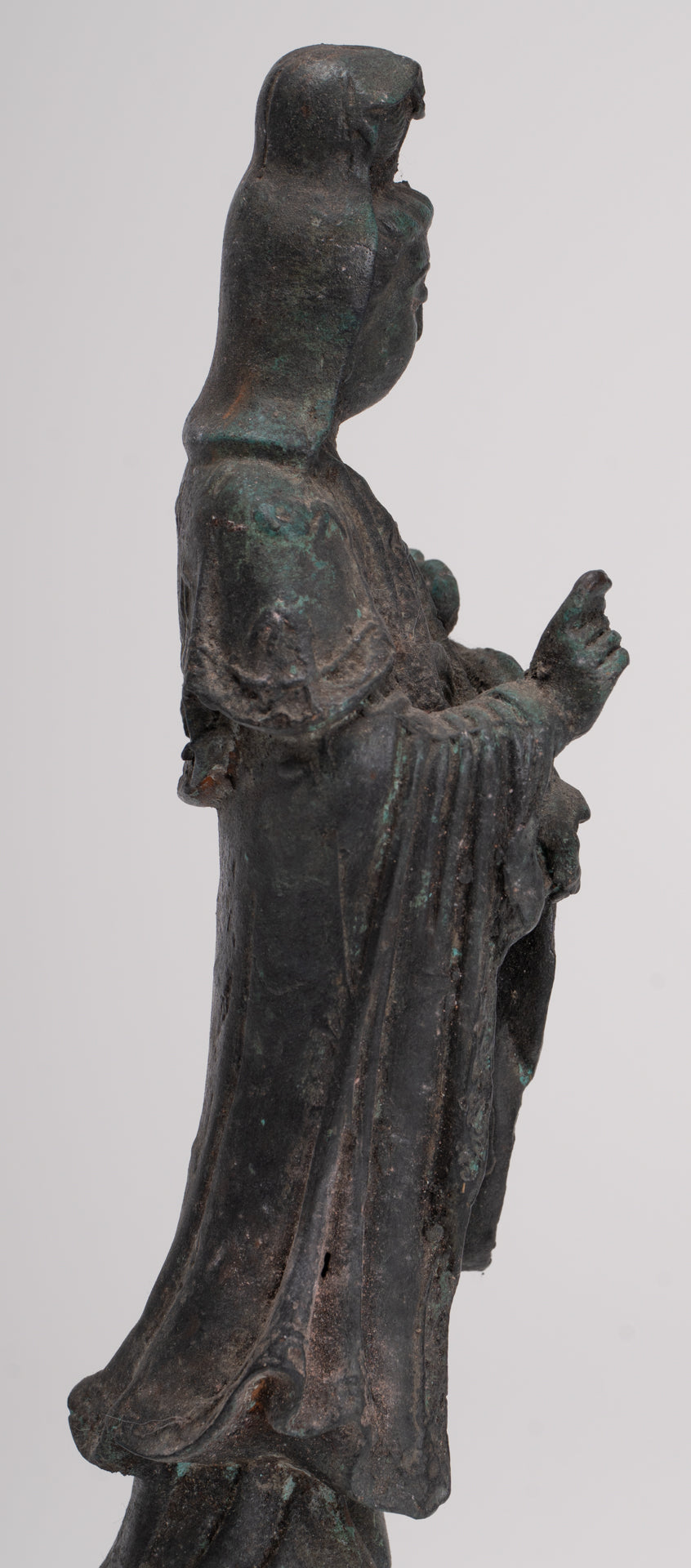 Antique Chinese Style Bronze Bodhisattvas Kwan Yin or Guanyin Statue - 26cm/10"