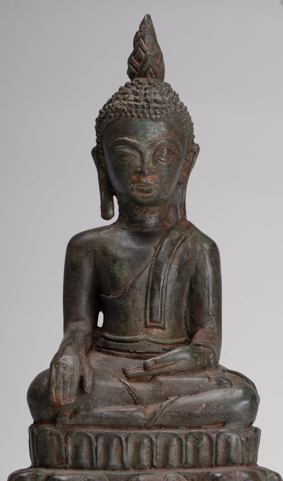 Buddha Statue - Antique Laos Style Bronze Enlightenment Elephant Buddha Statue - 30cm/12"