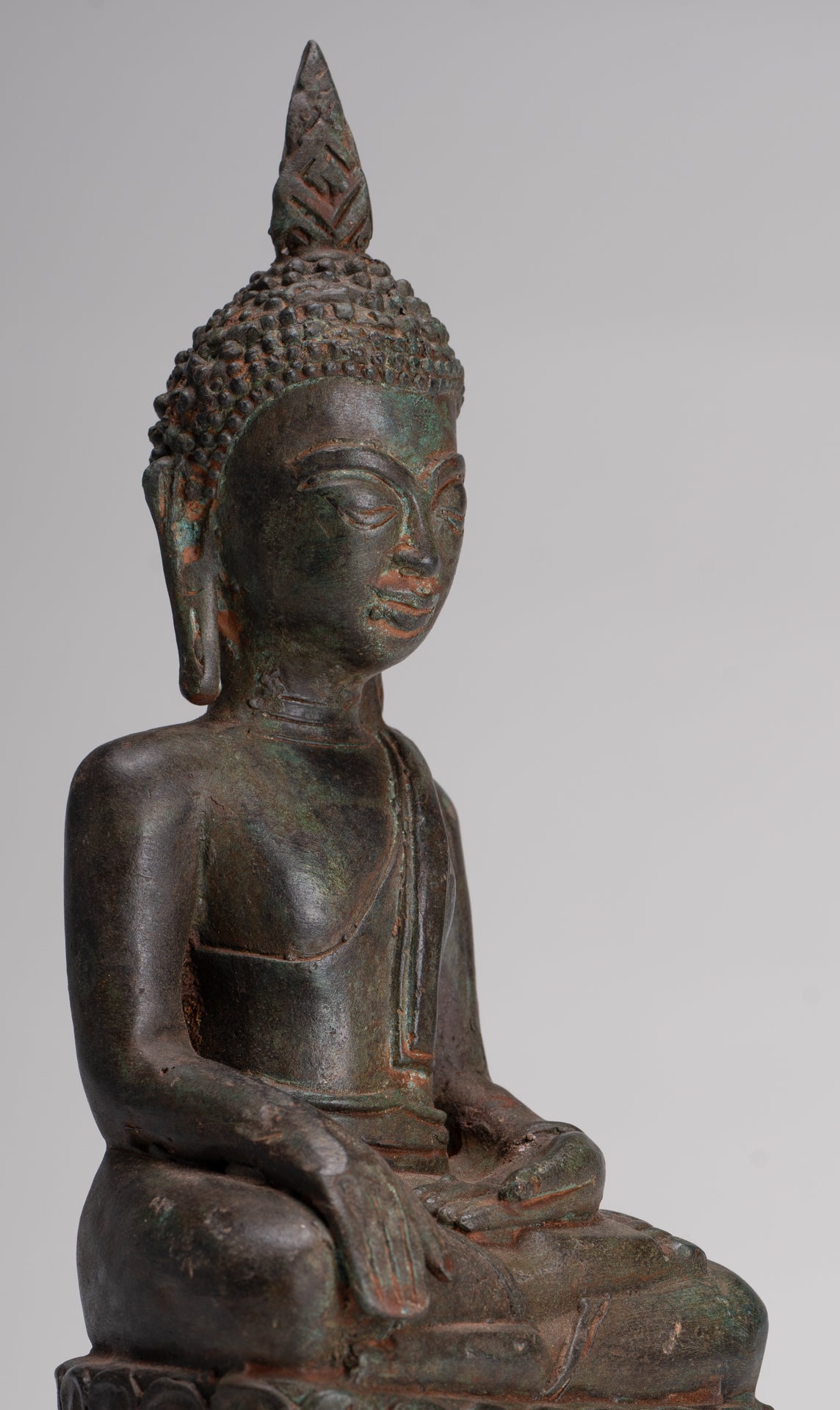 Buddha Statue - Antique Laos Style Bronze Enlightenment Elephant Buddha Statue - 30cm/12"