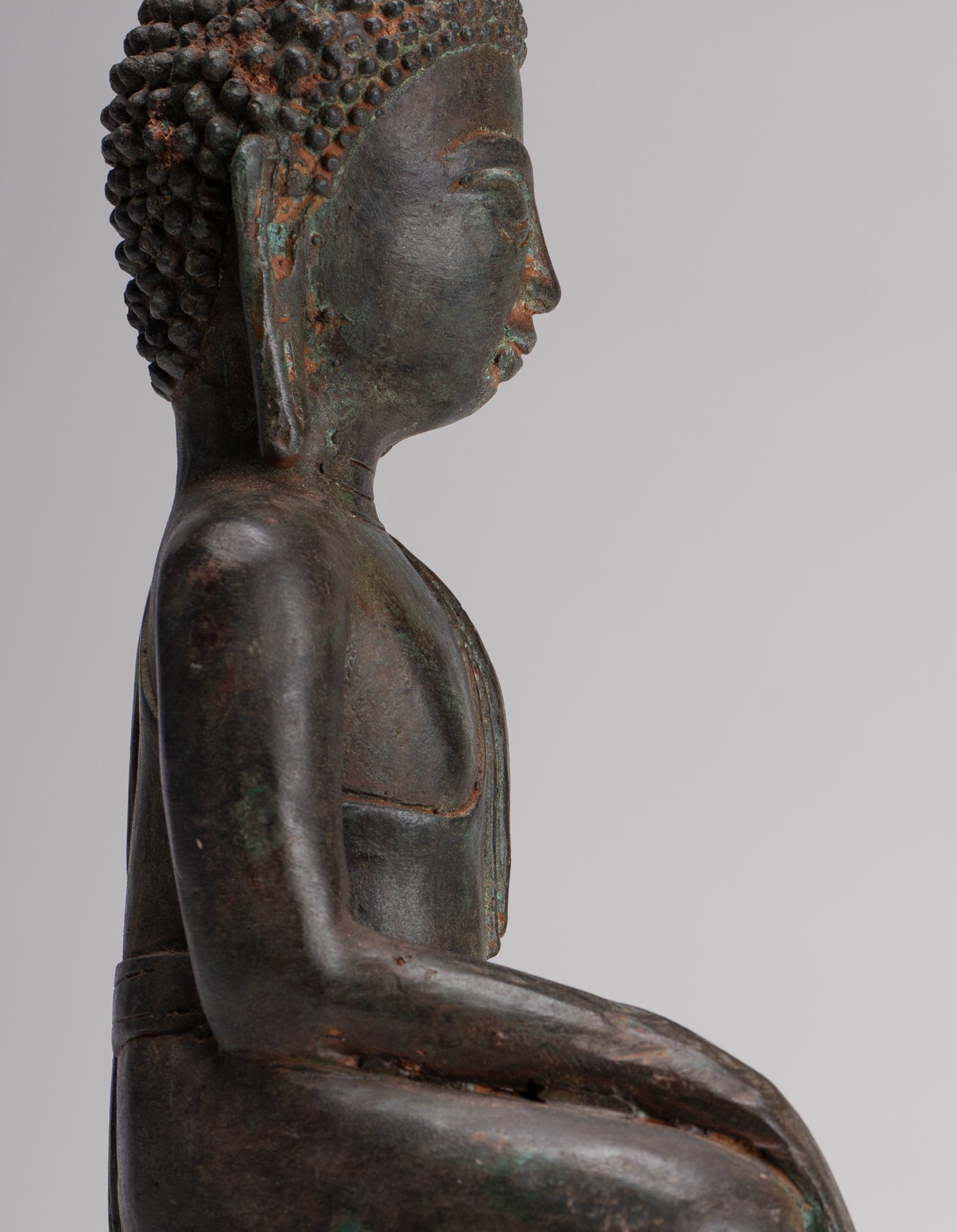 Buddha Statue - Antique Laos Style Bronze Enlightenment Elephant Buddha Statue - 30cm/12"