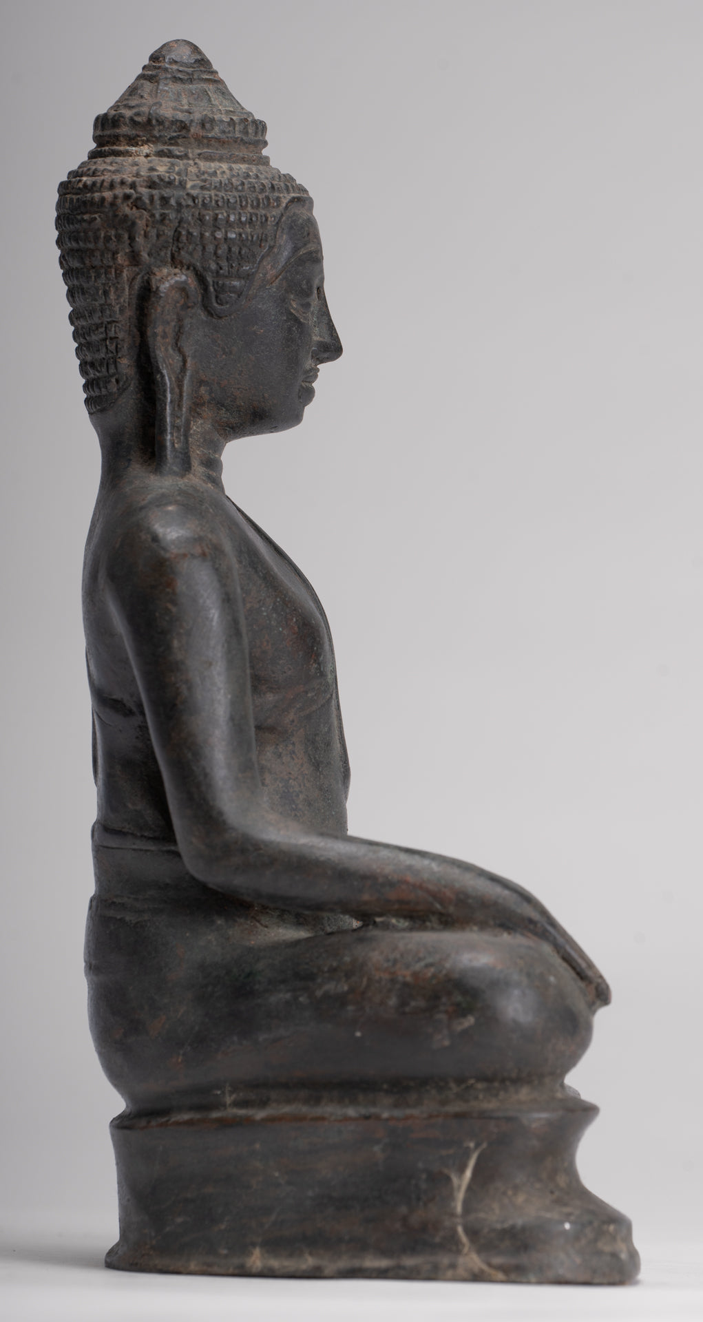 Buddha Statue - Antique Lopburi Style Seated Enlightenment Buddha Statue - 21cm/8"