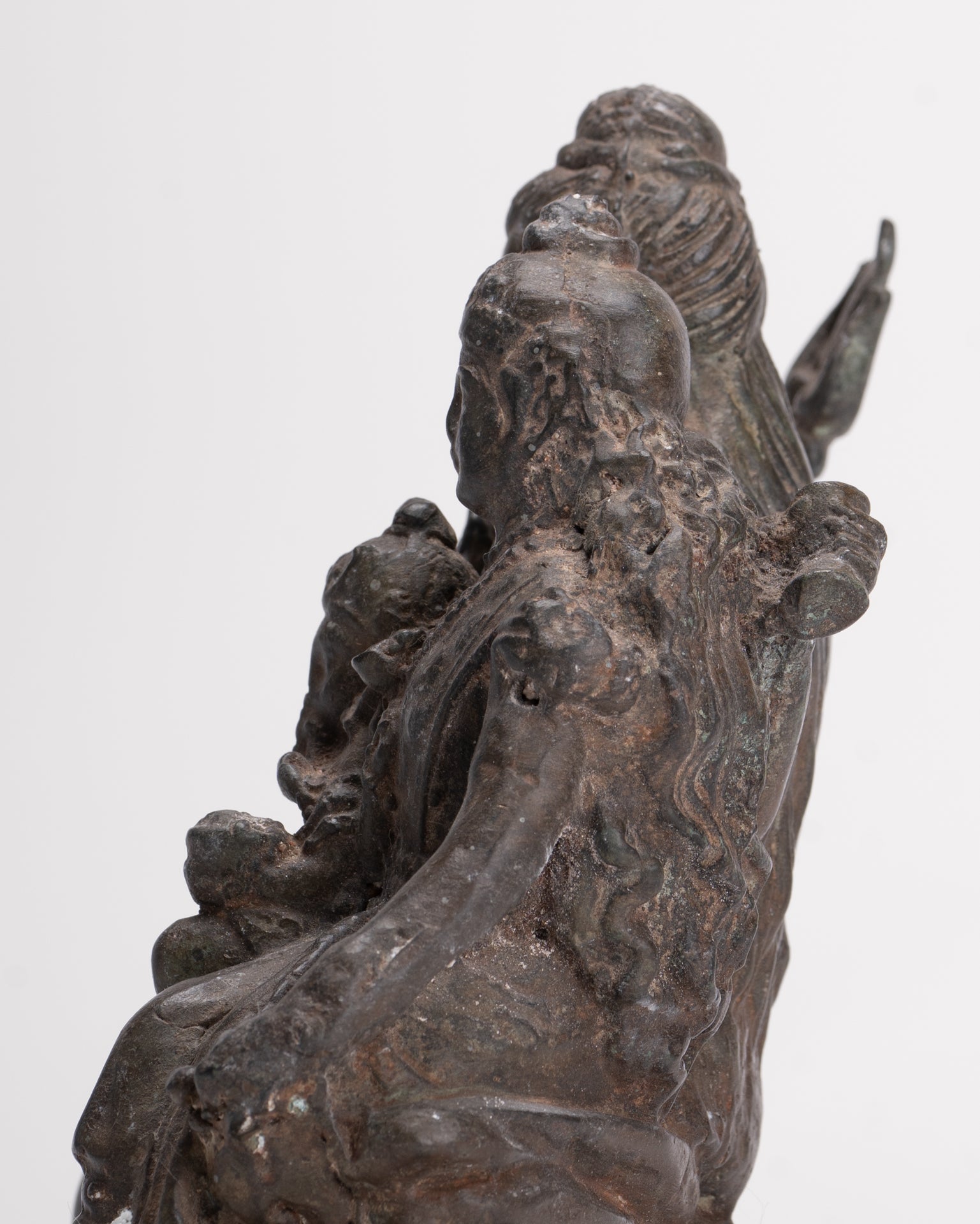 Shiva Statue - Antique Thai Style Bronze Shiva Parvati & Ganesha Statue - 15cm/6"