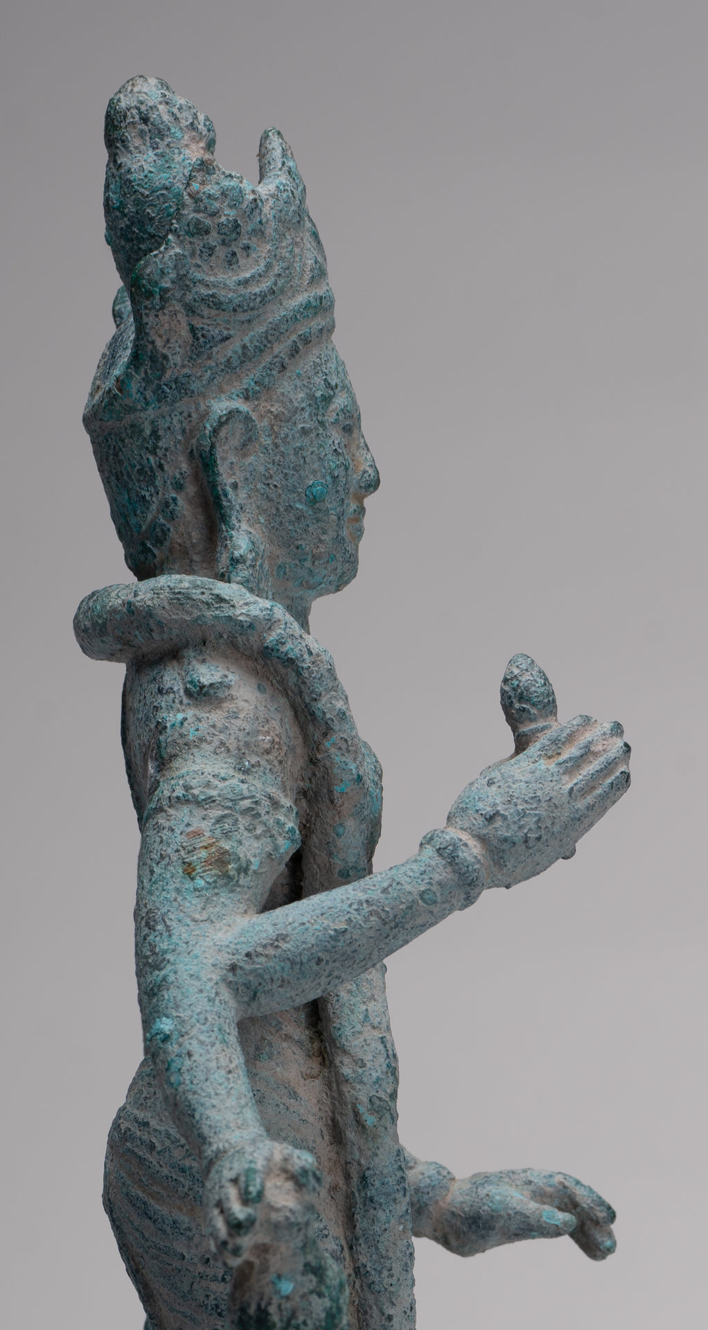 Vishnu Statue - Antique Phnom Da Style Khmer Vishnu with Gadanari and Chakrapurusha - 39cm/16"