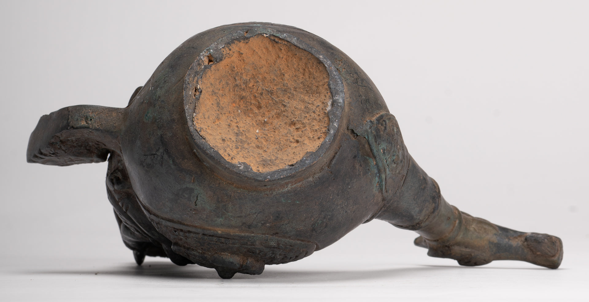 Ganesha Statue - Antique Thai Style Bronze Ganesha Riding a Dragon - 20cm/8"