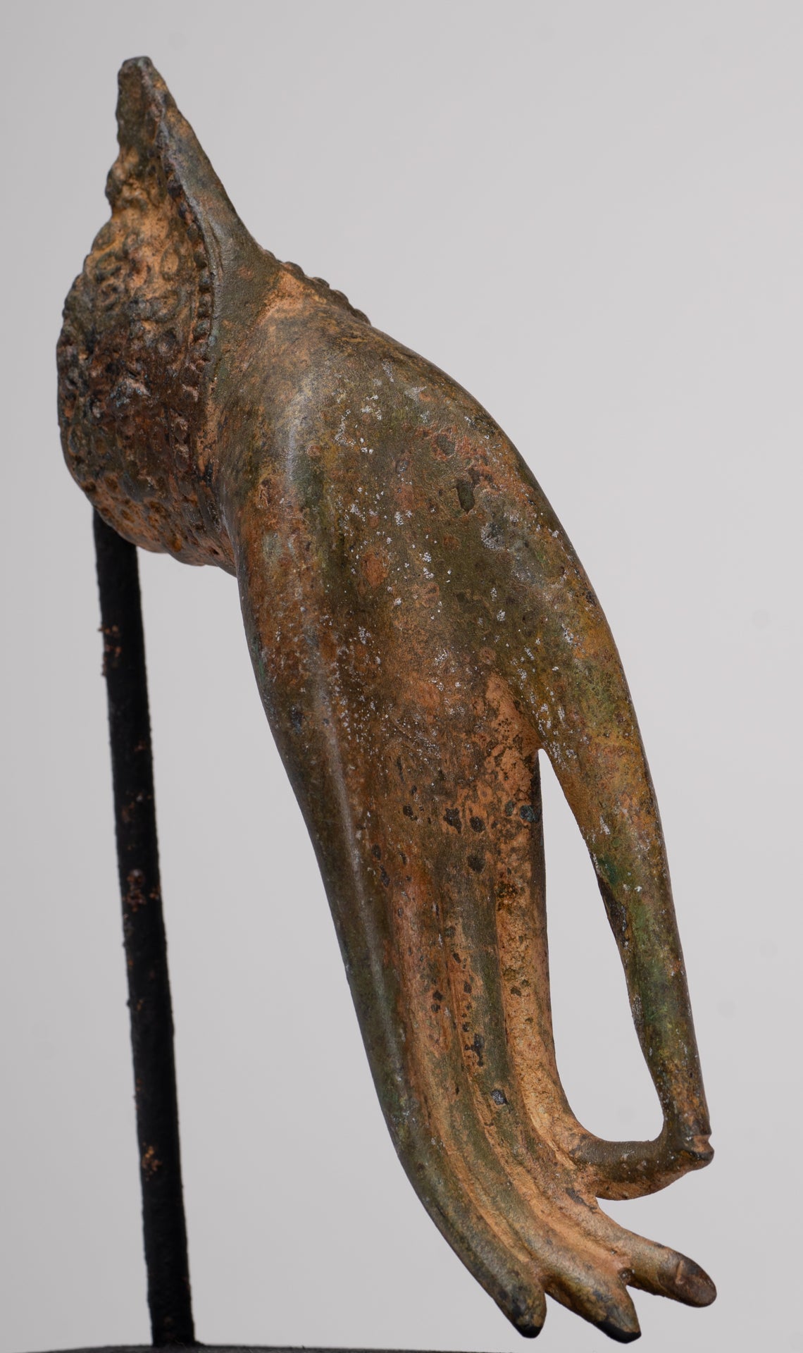Mounted Antique Thai Style Southeast Asia Bronze Thai Teaching Hand - 19cm/8"