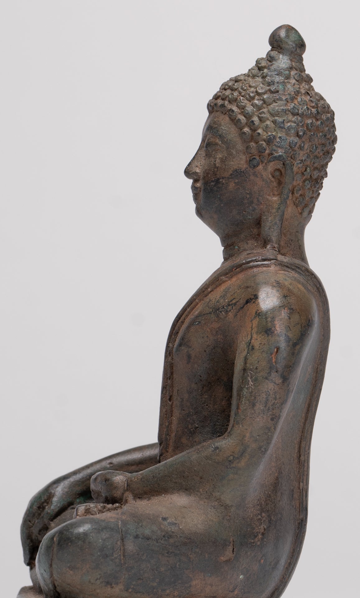 Buddha Statue - Antique Thai Style Bronze Chiang Saen Enlightenment Buddha Statue - 15cm/6"