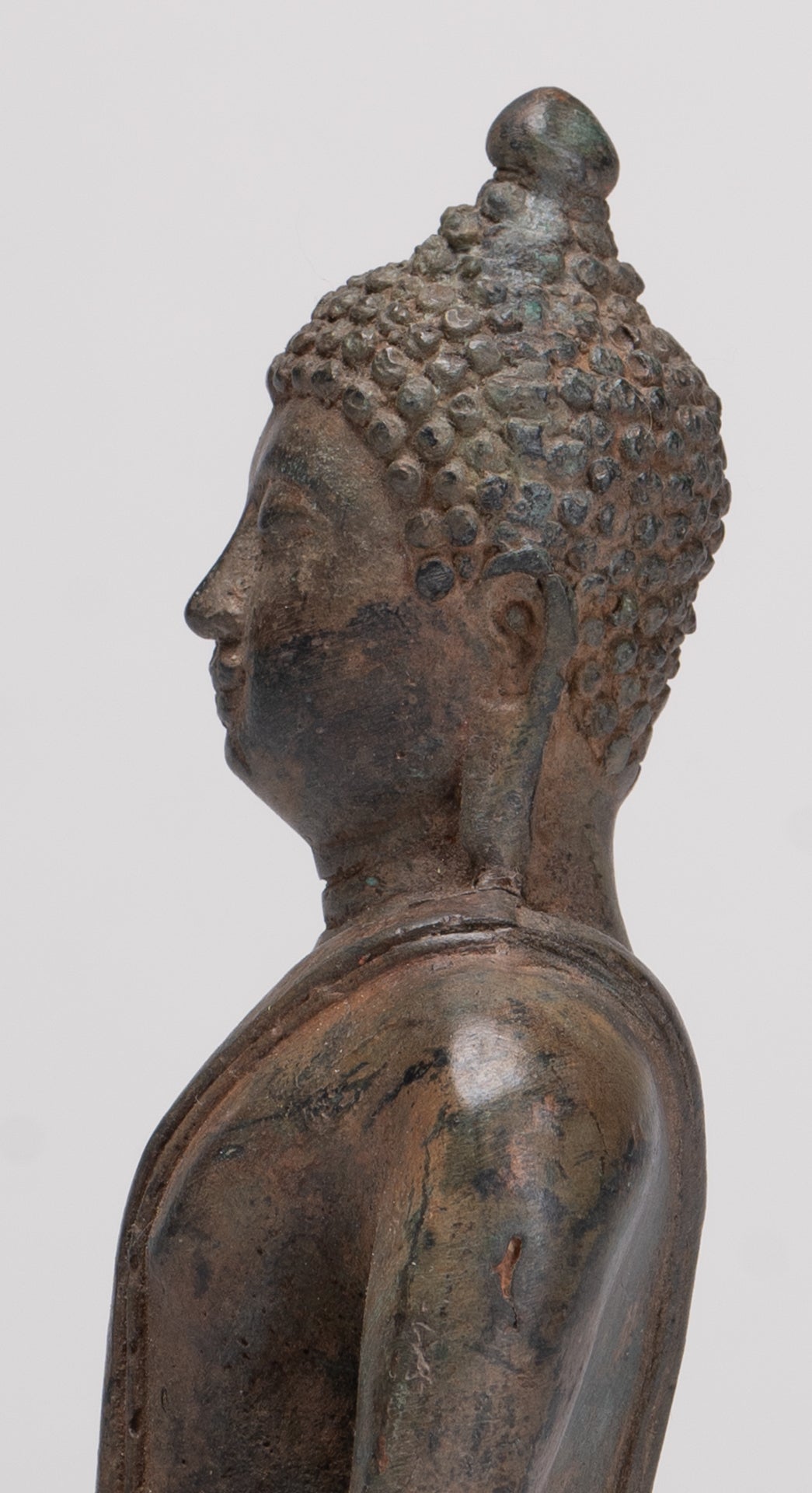 Buddha Statue - Antique Thai Style Bronze Chiang Saen Enlightenment Buddha Statue - 15cm/6"
