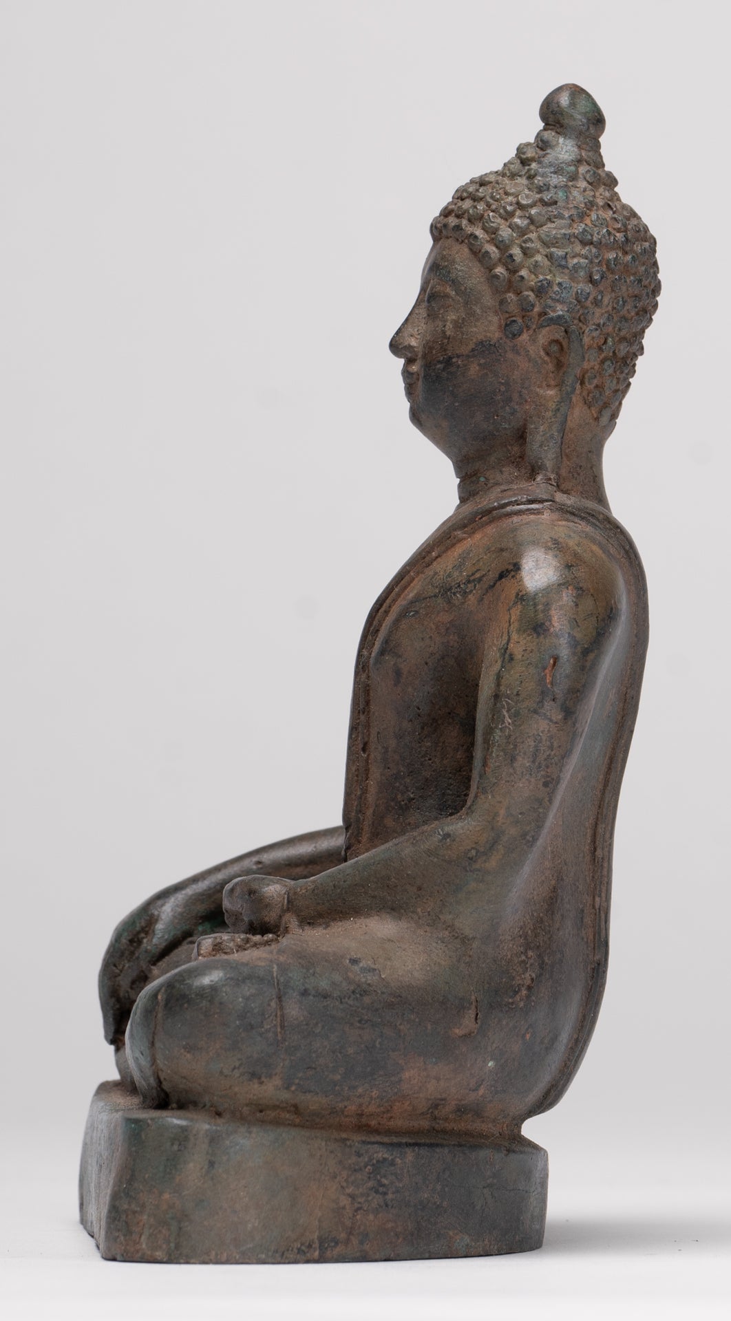 Buddha Statue - Antique Thai Style Bronze Chiang Saen Enlightenment Buddha Statue - 15cm/6"